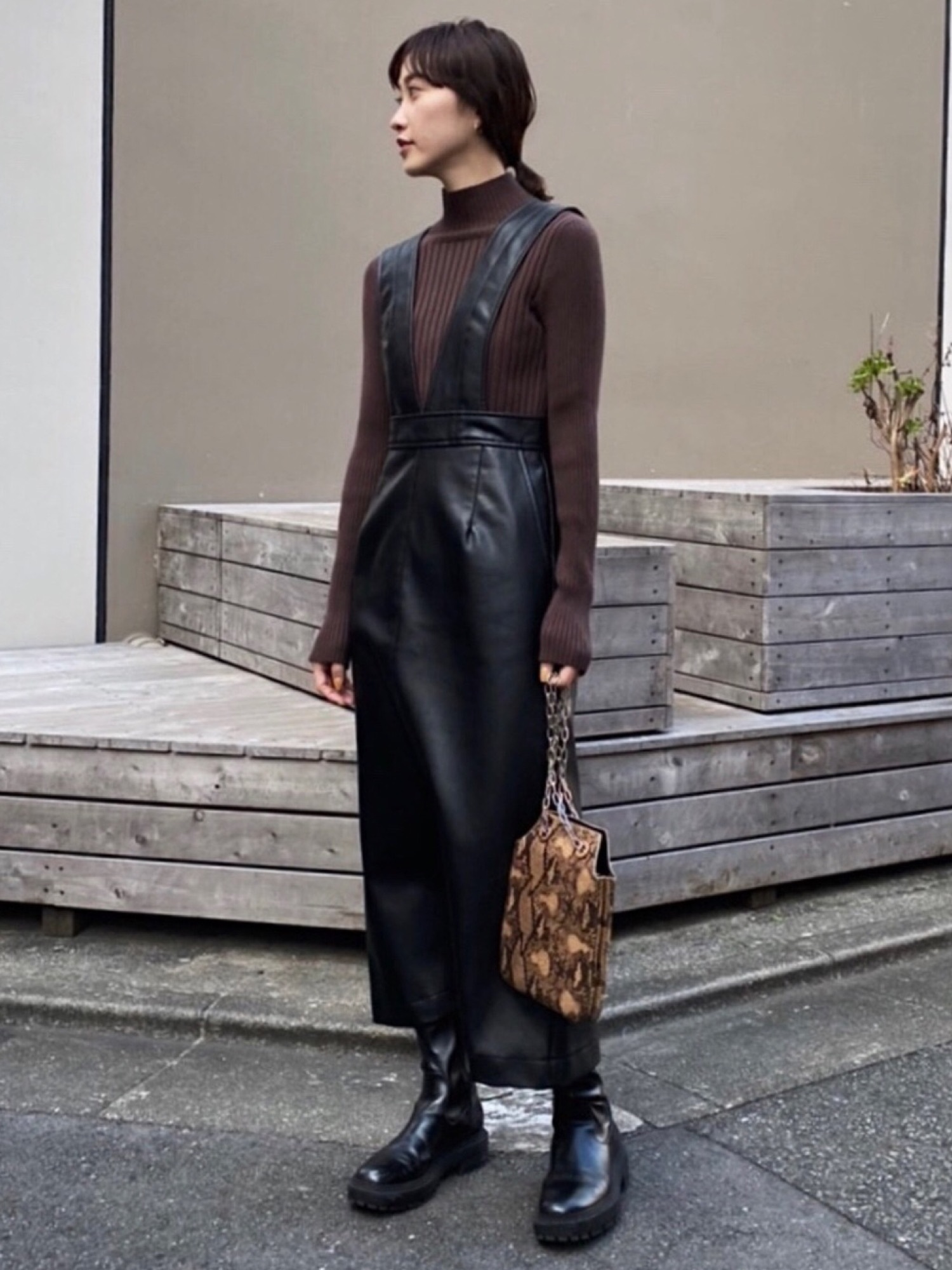 MOUSSY（マウジー）の「F／LEATHER SUSPENDER スカート（スカート 
