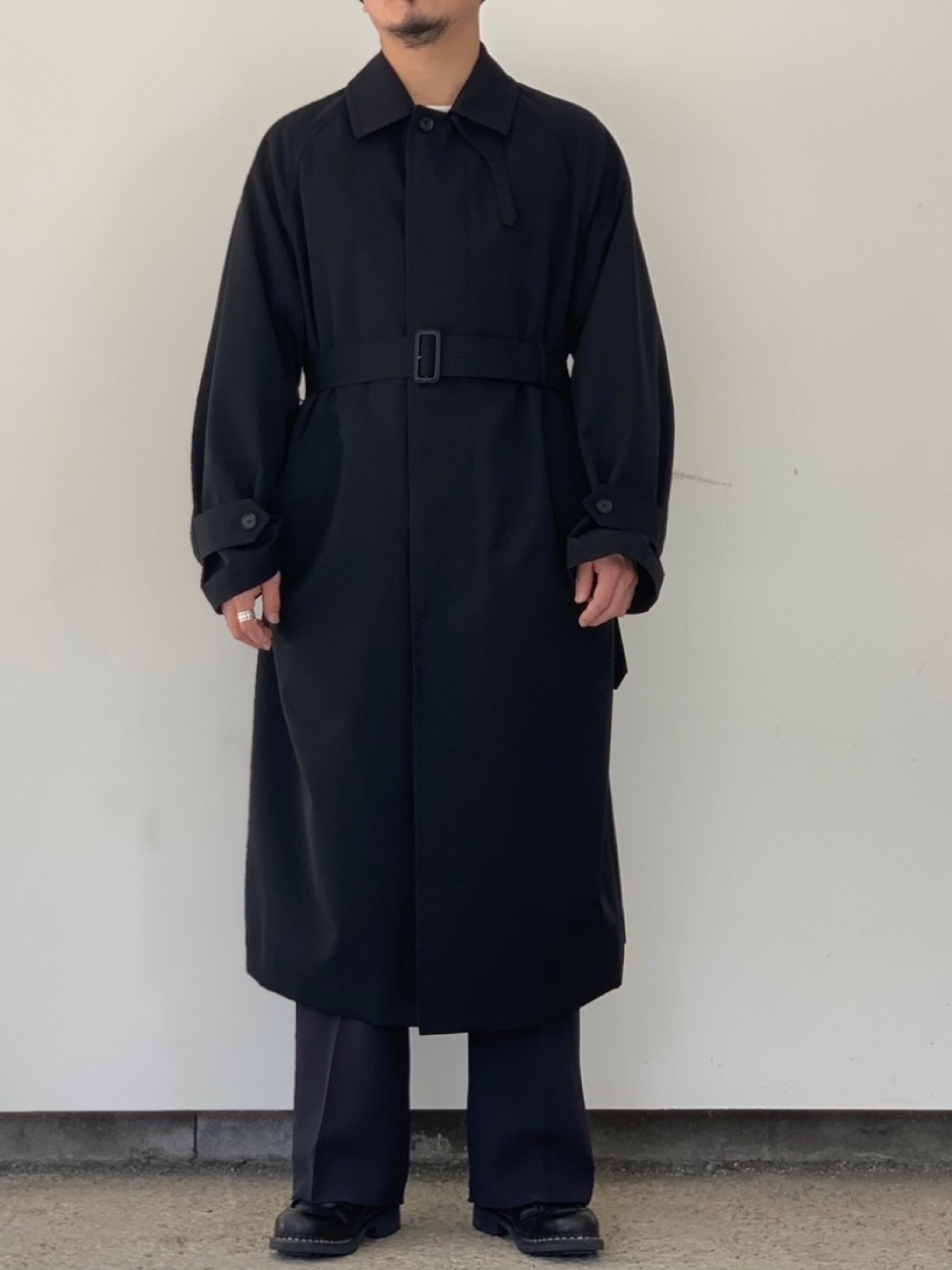 ジャケット・アウター AURALEE WOOL MAX CANVAS CHAMBRAY COAT AURALEE -Wool Max Canvas Chambray Soutien Collar Coat
