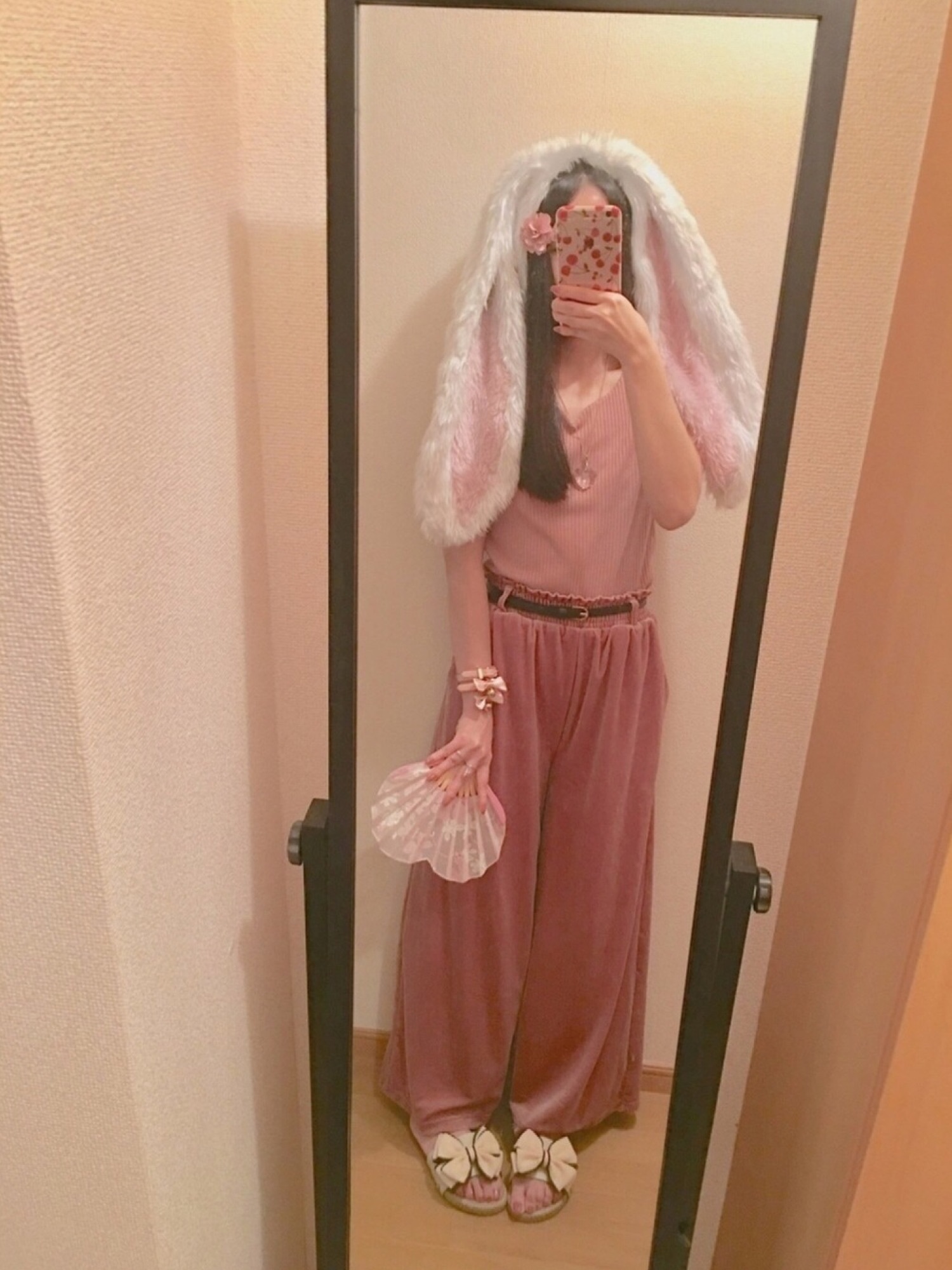 Hannoh wessel/ベロアパンツ　ピンク Hannoh wessel/ベロアパンツピンク