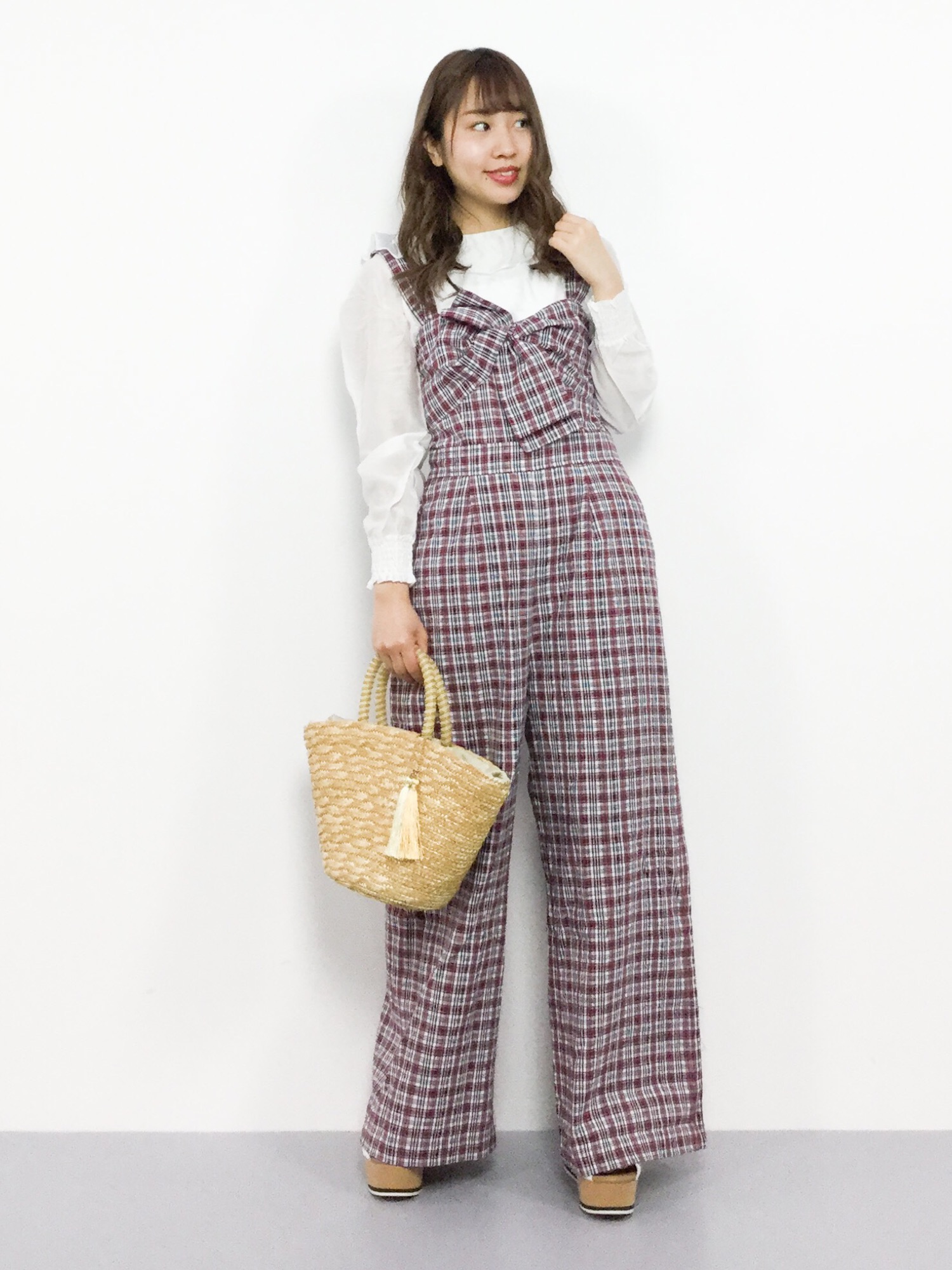 OLIVE des OLIVE（オリーブデオリーブ）の「チェック柄サロペット