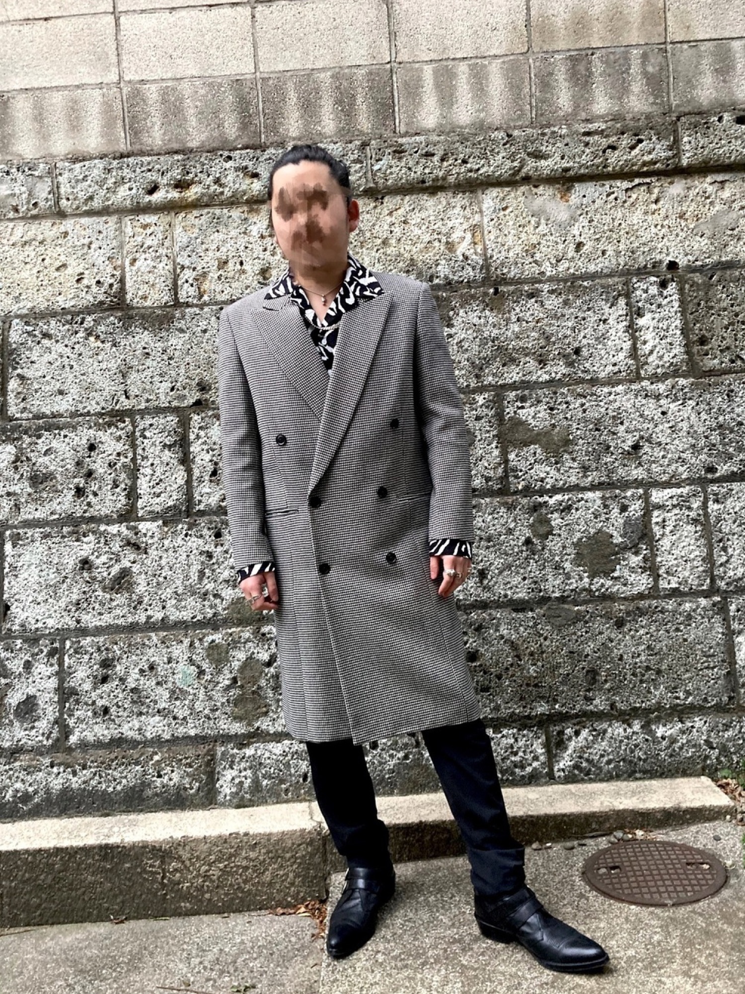 美品【エスプリミュール】アンゴラコート グレー Pコート 13号 XL 灰色 スペッチオ SPECCHIO フェイクリングウール ノーカラーラップ