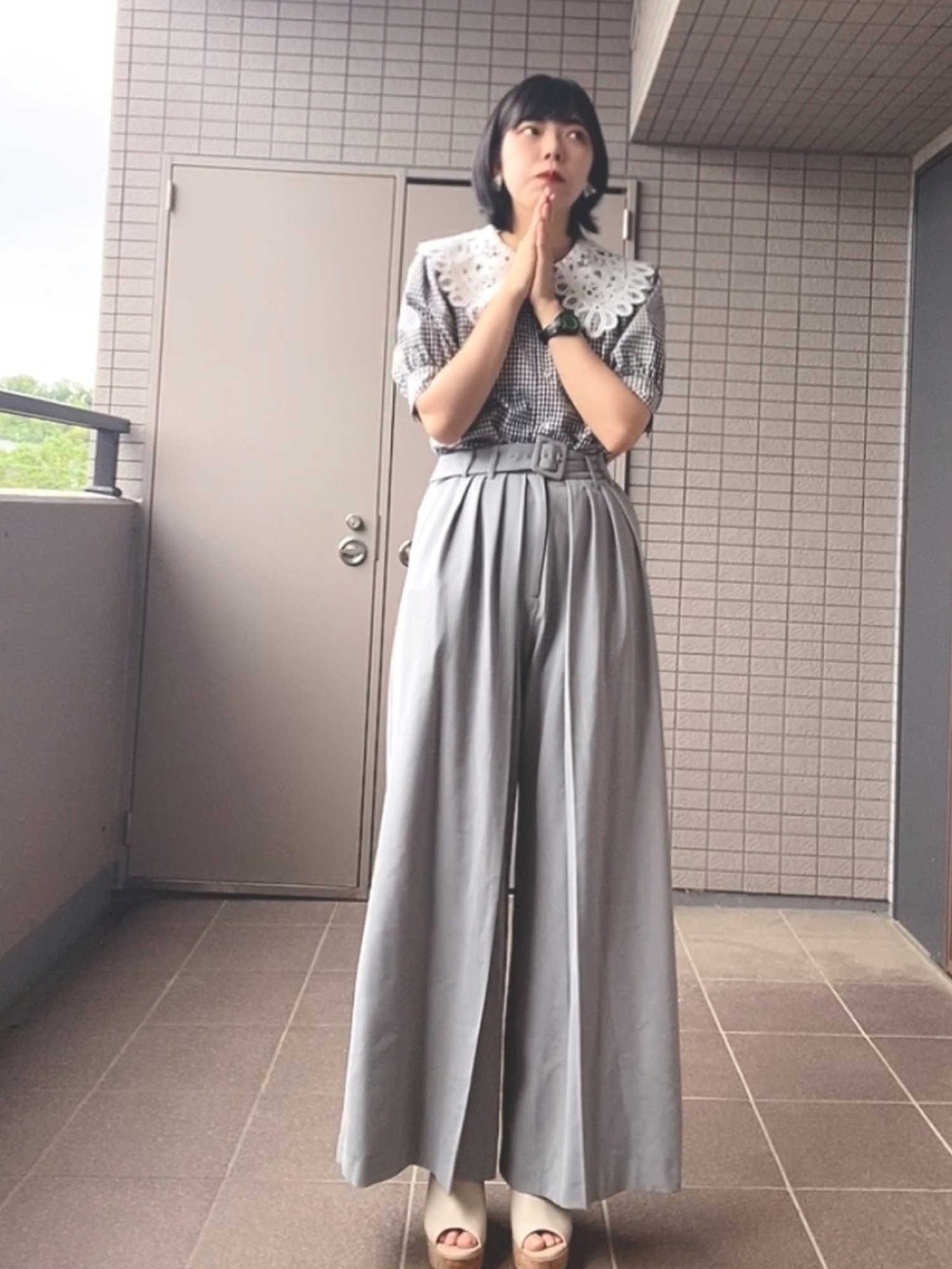 REDYAZEL（レディアゼル）の「ベルト付きタックワイドパンツ（その他 