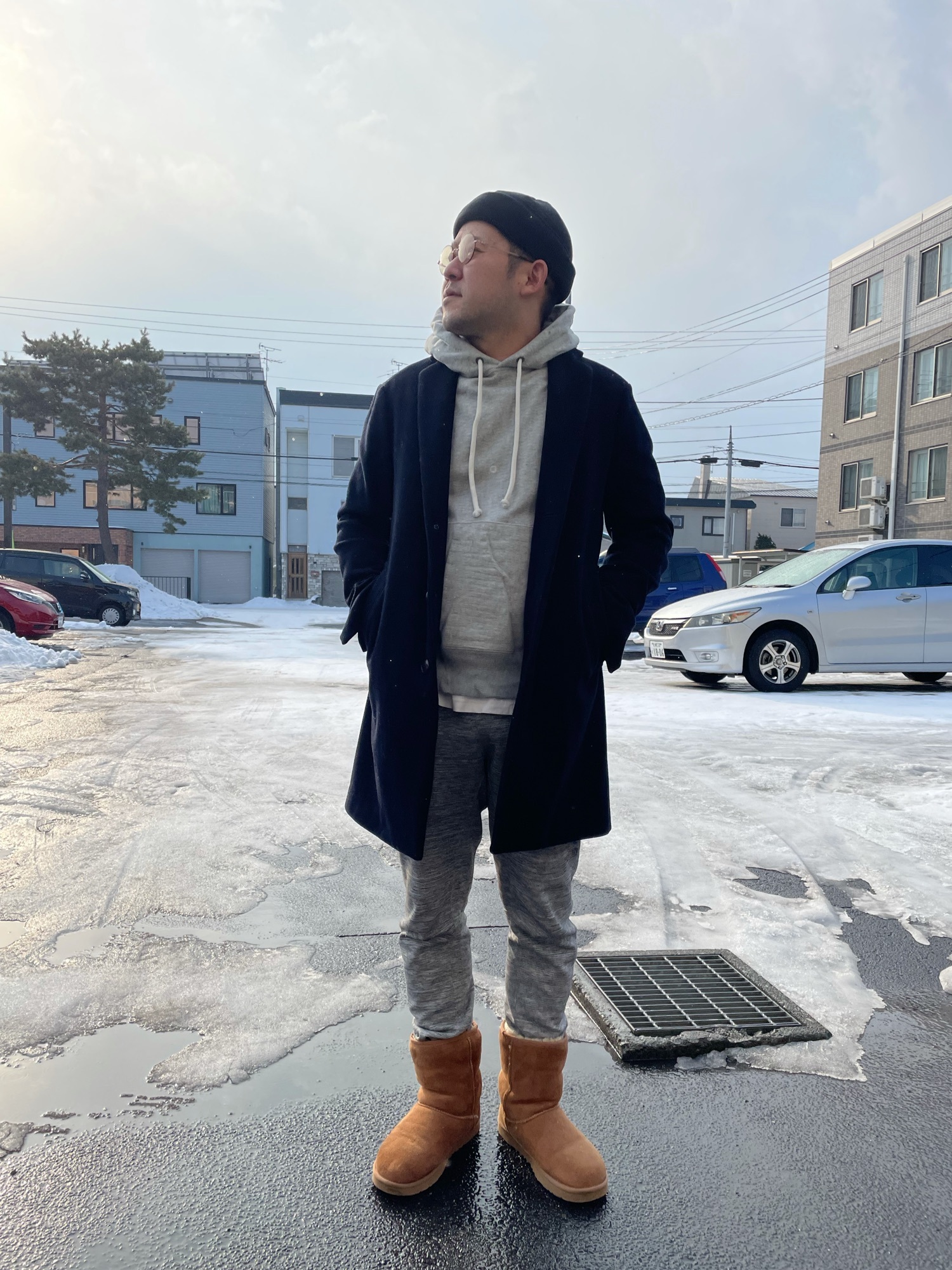 ♡THE NORTH FACE グレー ムートンブーツ、D.I.Aパンツ