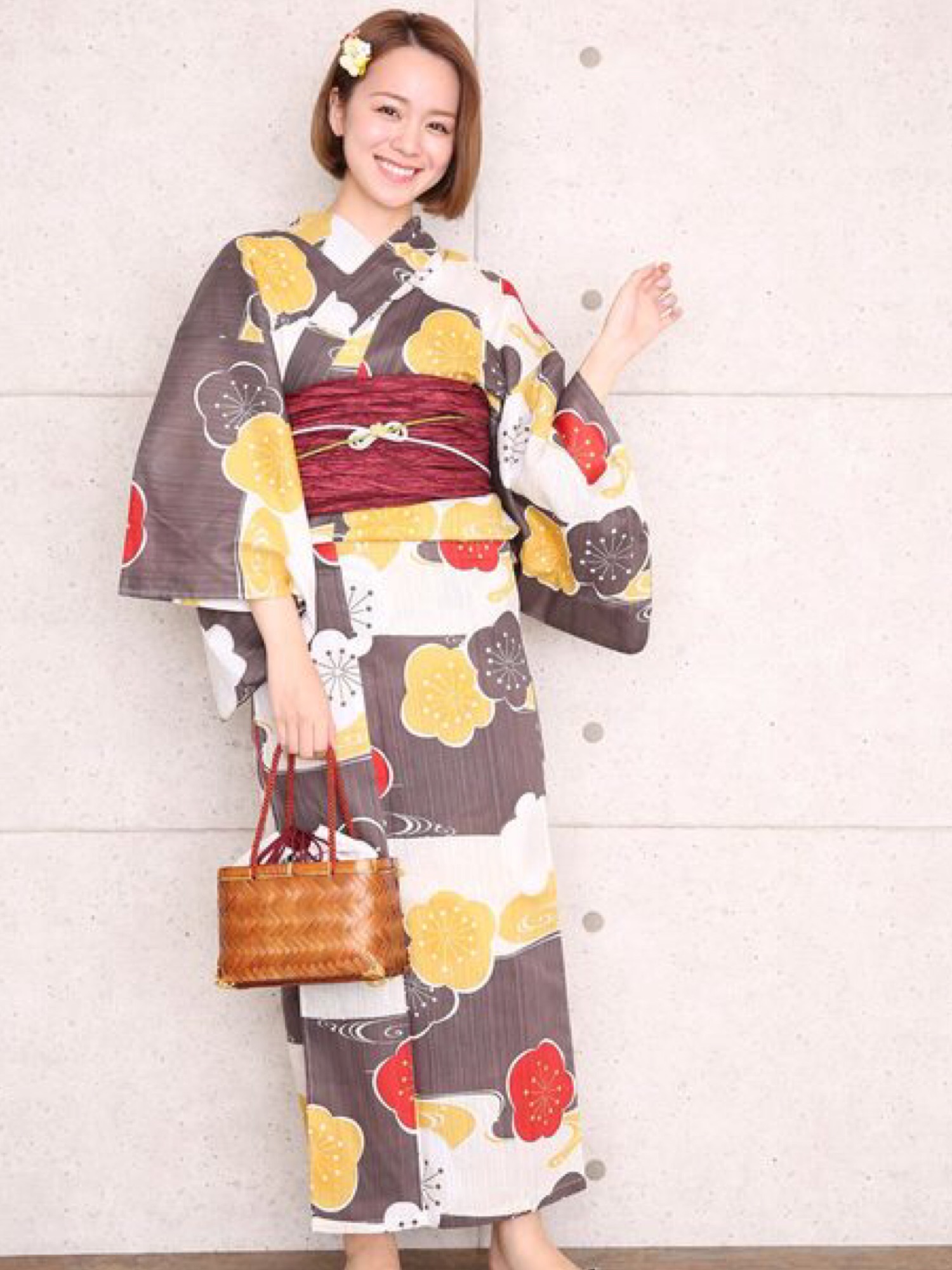ヘザー　浴衣　梅ブラウン Heather YUKATA Collection 2024