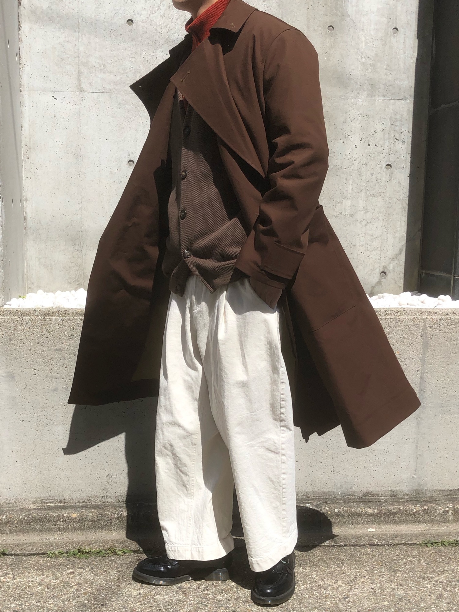 STUDIO NICHOLSON  メンズトレンチコート STUDIO NICHOLSON (スタジオニコルソン) DRIVE COATED COTTON