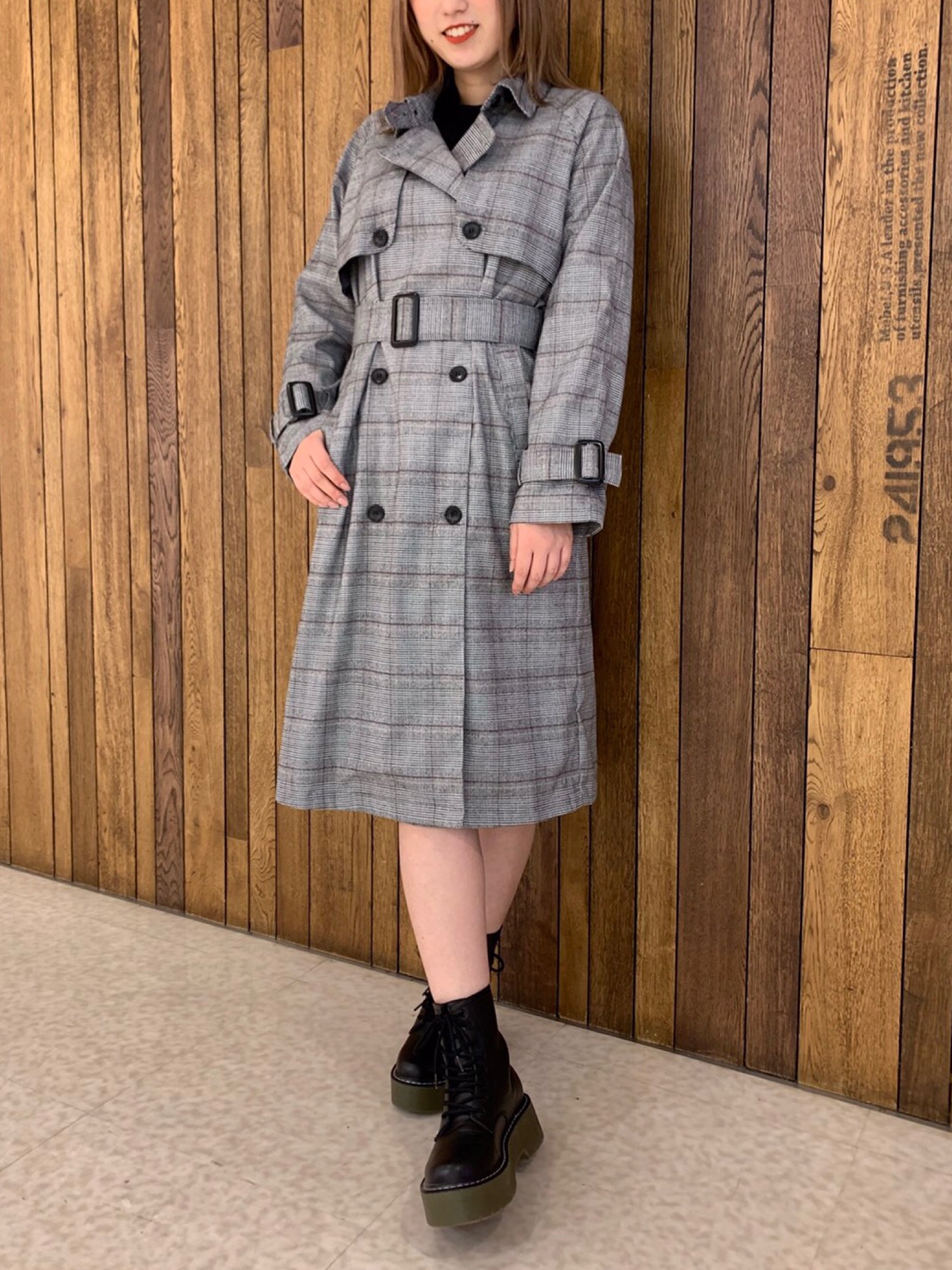 PUNYUS（プニュズ）の「グレンチェックトレンチコ－ト（トレンチ