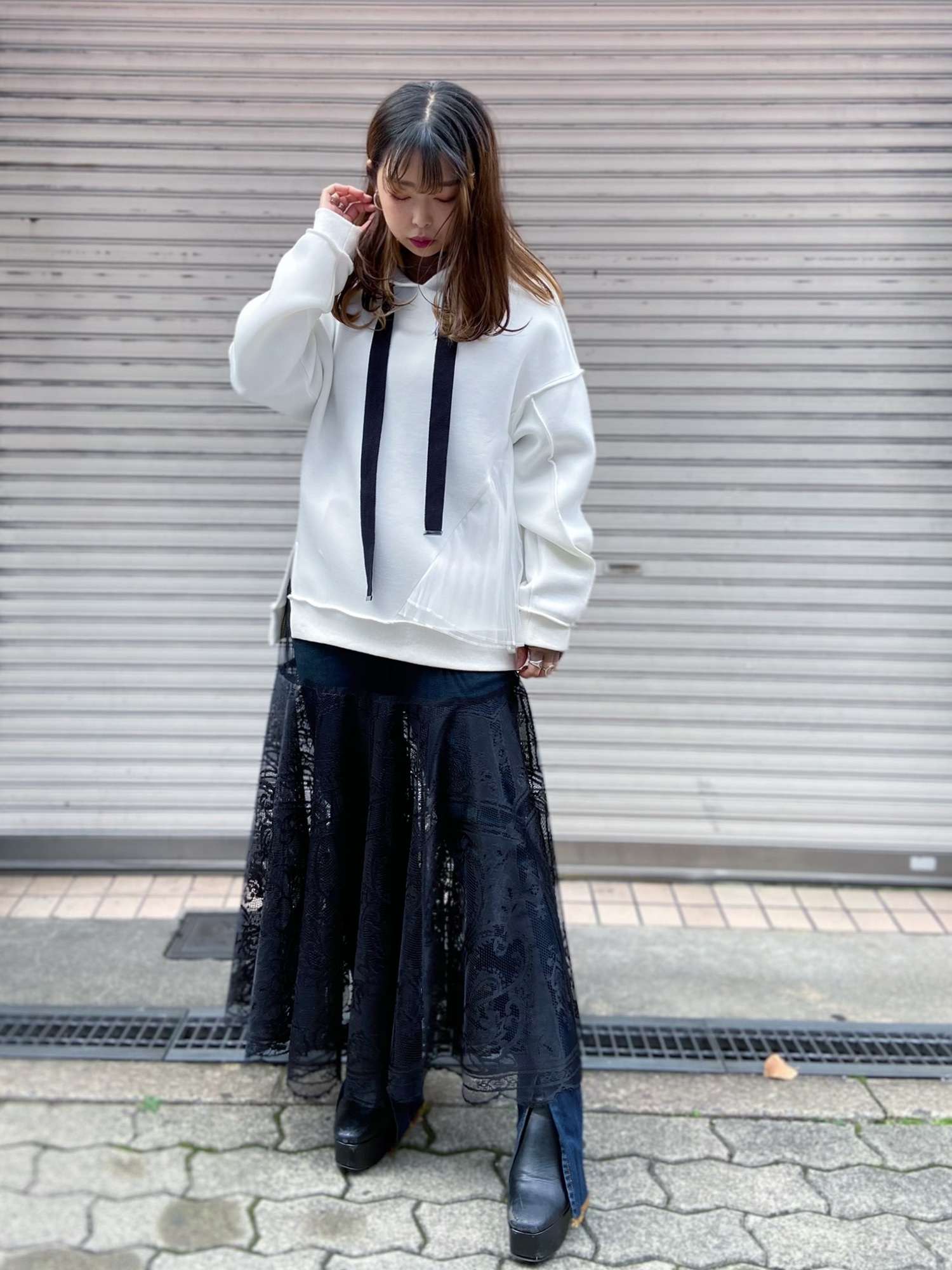 パーカー AULA AILA/アウラアイラ/別注プリーツフーディー レディース AULA AILA アウラアイラ BOA MIX HOODIE ボアミックスフーディー