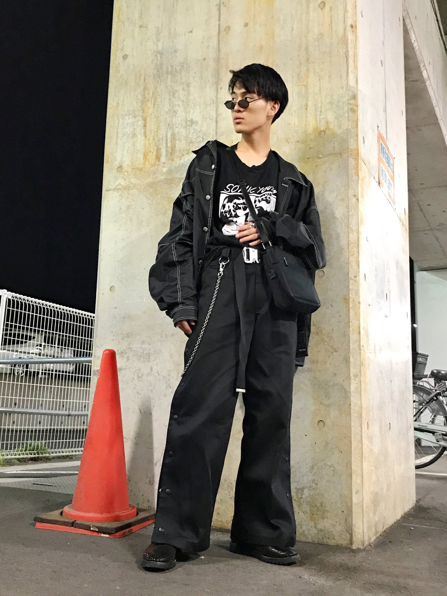 MYne × Dickies サイドスナップ パンツ 黒 MYne】ディッキーズサイド 