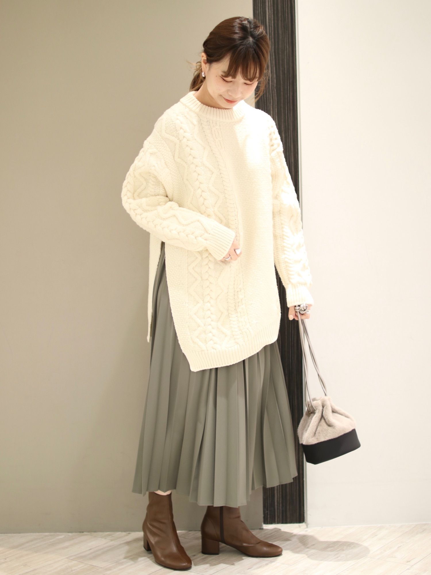 unfil◆フレンチメリノケーブルニットセーター/1/ウール/GRN/無地/WZFL-UW146 44d983251f23d6a6c9d8e99564679c