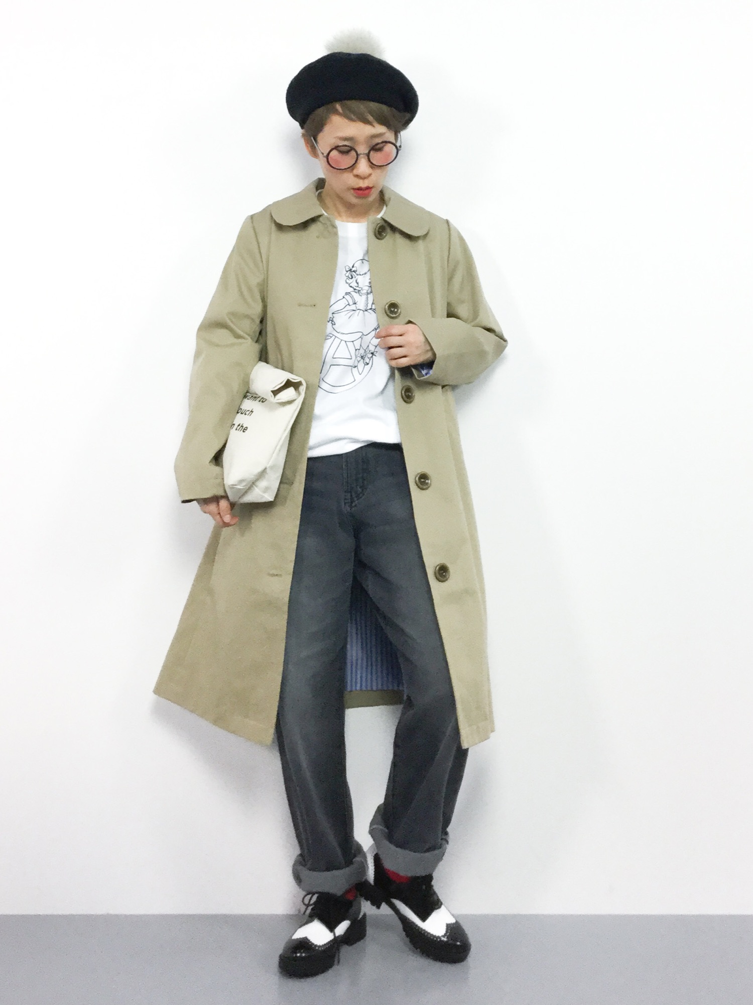 CHILD WOMAN 丸衿 WOOL混パイル ダブルコート ネイビー 21AW AMBIDEX Store △○平2重ピーチセーブル 丸襟ジャケット(F アカ