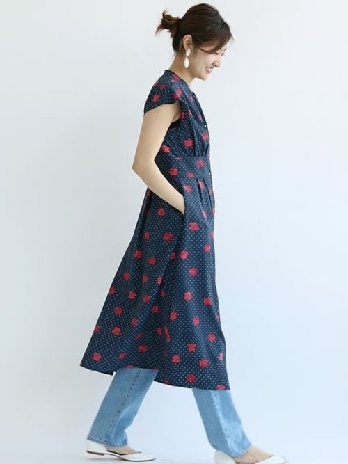 限定♡新品タグ付 IENA ネイビー ドットスキッパーシャツワンピース 38 新品タグ付 IENA ネイビー ドットスキッパーシャツワンピース 38