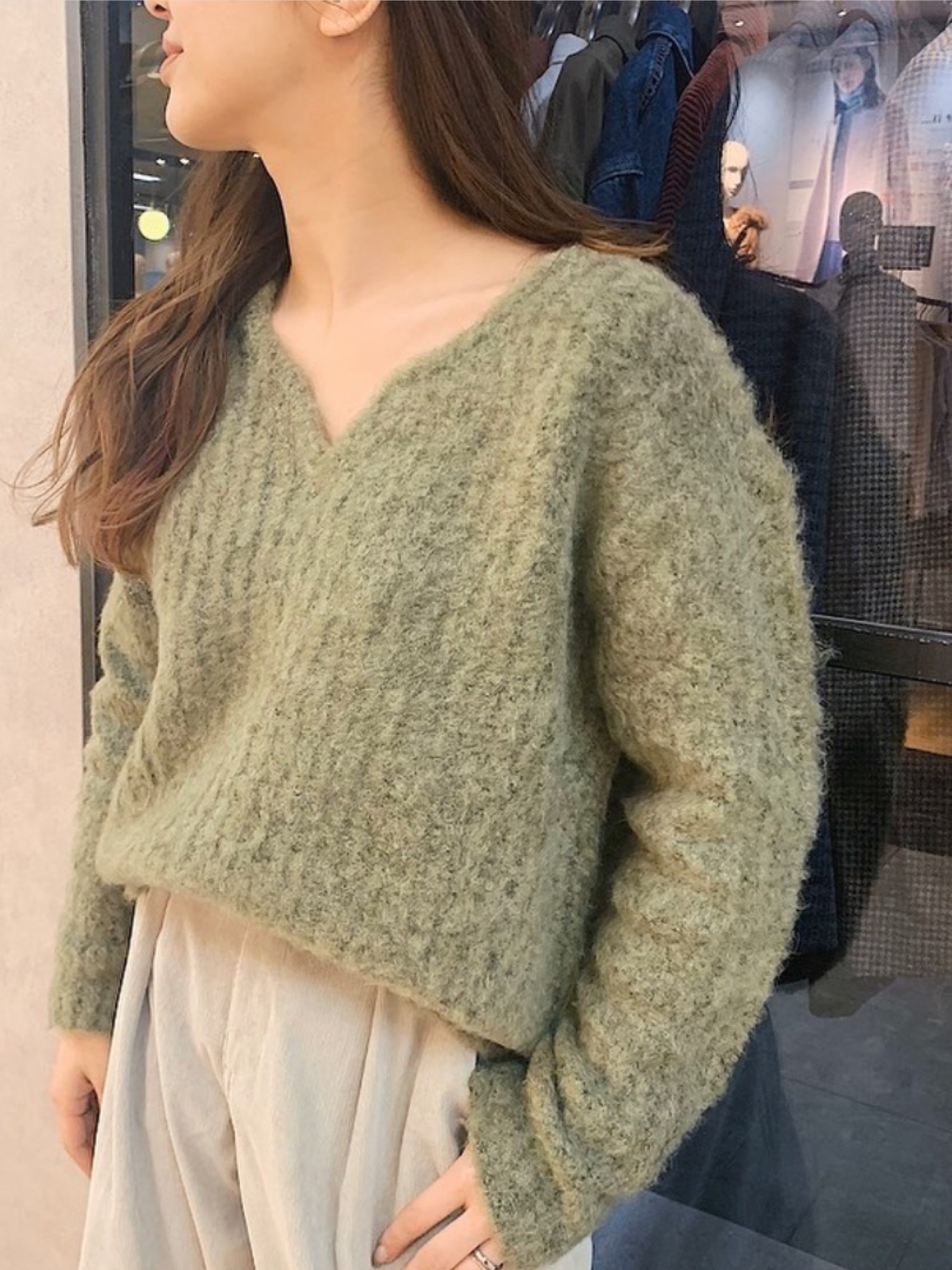 MOUSSY（マウジー）の「DROP NECK RIB セーター（ニット/セーター