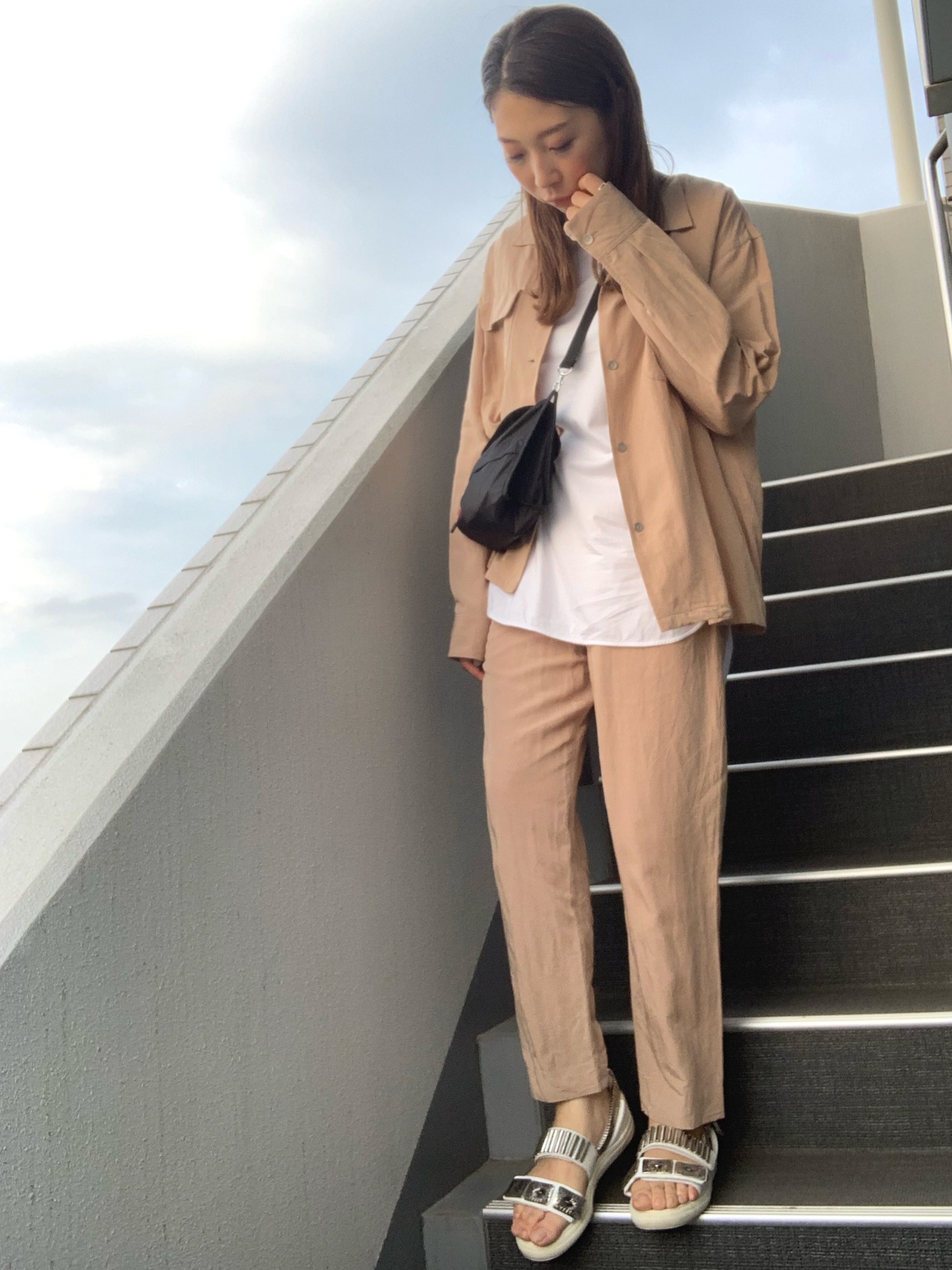 のり巻き様6(ROKU)ロクレーヨンコットンタッグパンツ TUCK PANTS