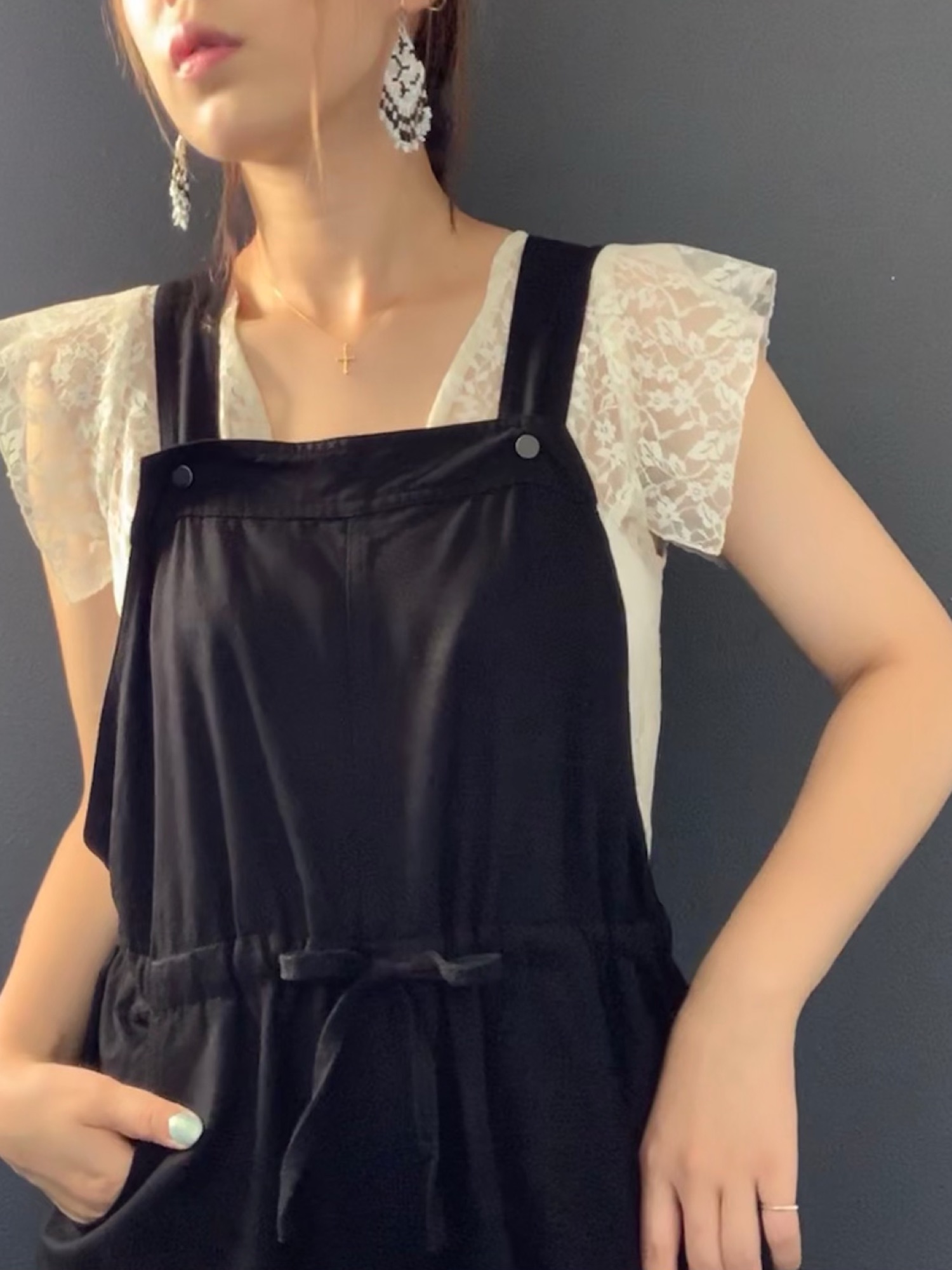 CLANE（クラネ）の「LOOSE SALOPETTE PANTS（サロペット 