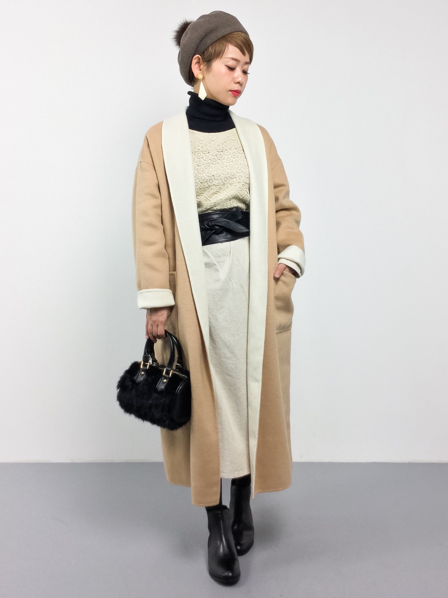 ROPEマドモアゼル リバーコートガウンコート MADEMOISELLE ROPE'（マドモアゼル ロペ）の「ショールカラーリバー