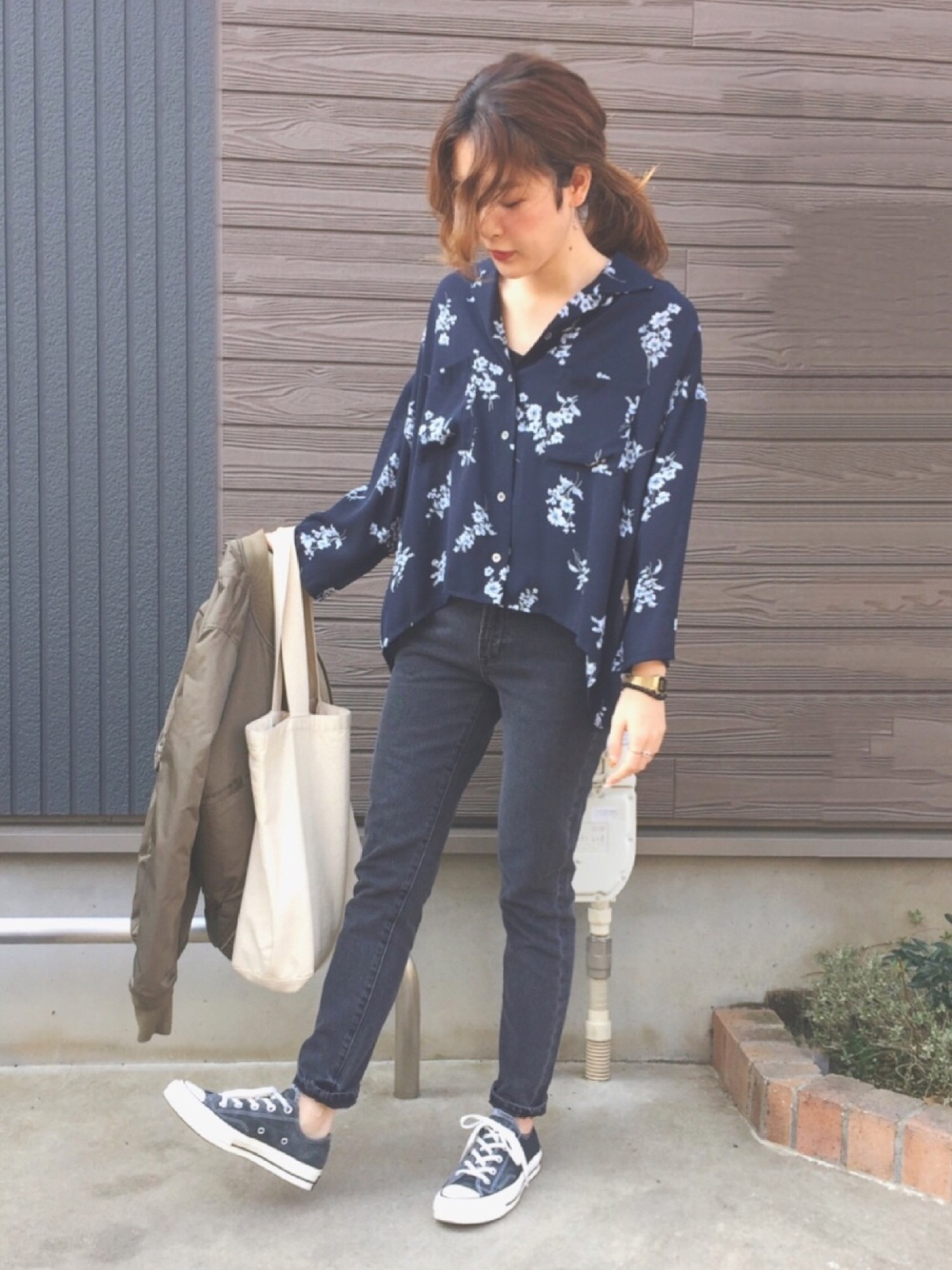 シャツ/ブラウス(長袖/七分) CLANE  FLOWER WIDE SILHOUETTE SHIRT CLANE（クラネ）の「FLOWER WIDE SILHOUETTE SHIRT（シャツ/ブラウス