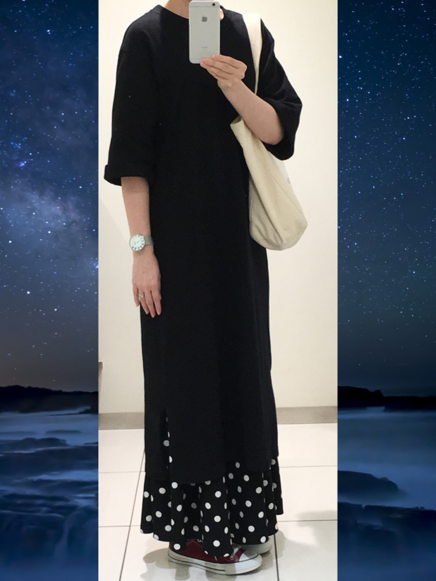 SLOBE IENA（スローブイエナ）の「ドットフレアミディスカート