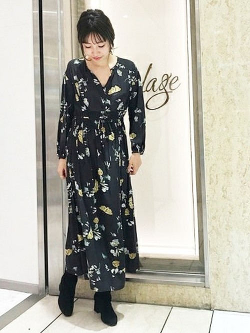 Plage プラージュ ヴィンテージ フローラル ギャザーワンピース