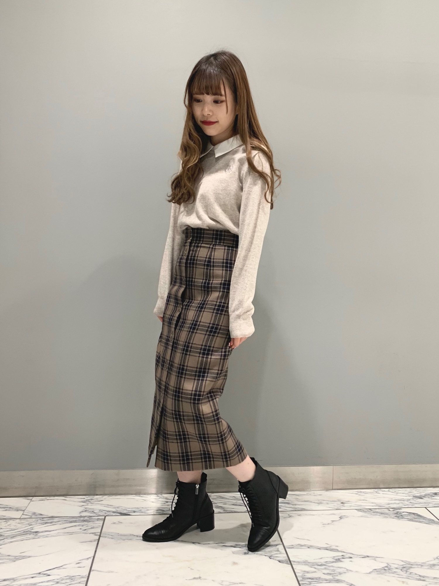 ジルスチュアート　ベシーチェックスカート　タイトスカート JILL STUART（ジルスチュアート）の「ベシーチェックタイト