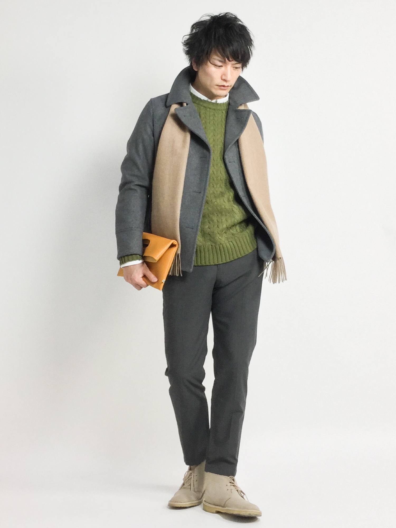 green label relaxing カシミヤマフラー　ヘリンボーン green label relaxing（グリーンレーベルリラクシング）の