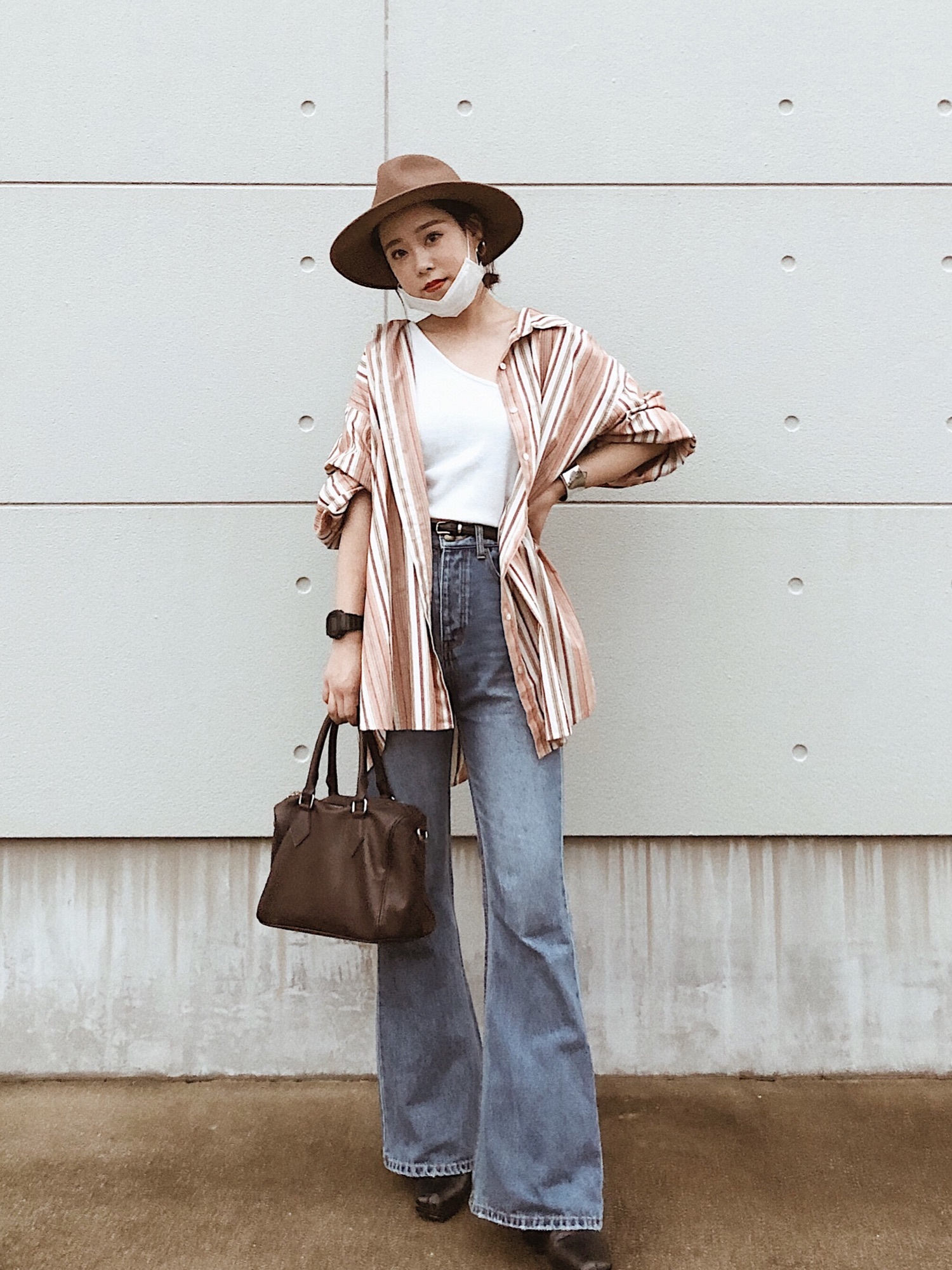 アリシアスタン　ハイウェストパンツSサイズ セール】High Waist Tuck Wide Pants /ハイウエストタックパンツ