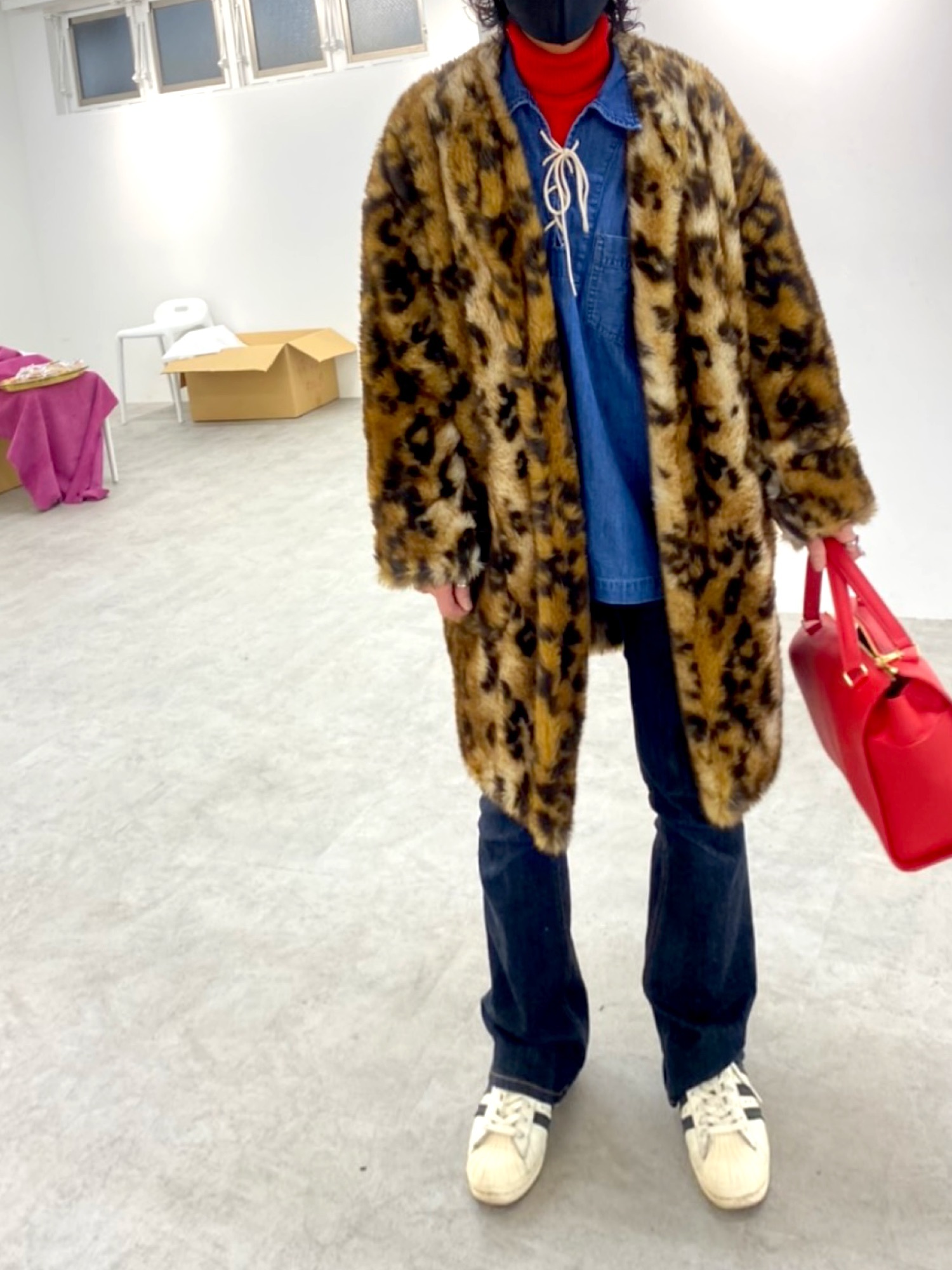 ジーナシス レオパード柄 ファーコート おね Les Fleurs】ガラボア