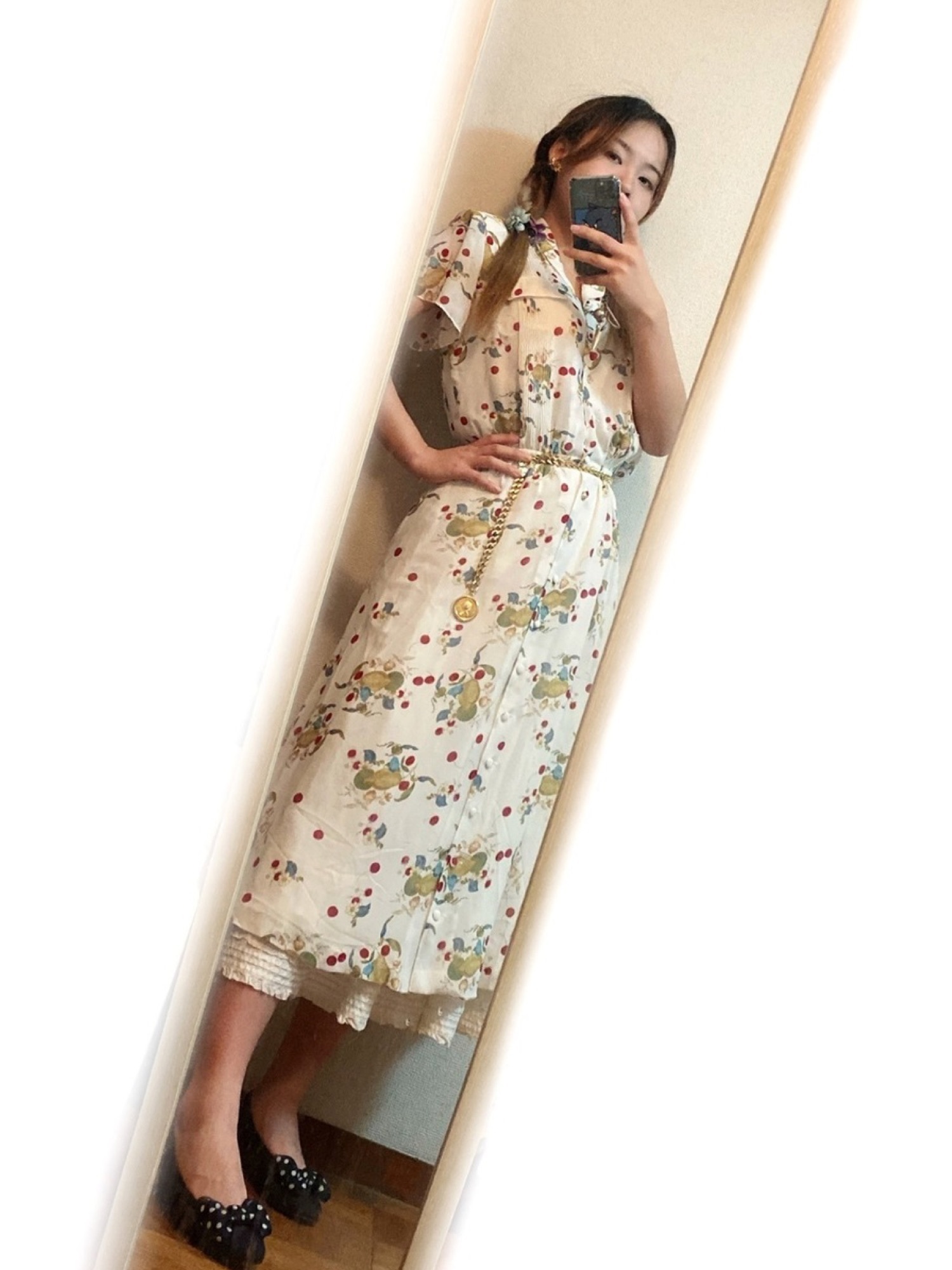 Ingeborg 花柄 ノースリーブ ワンピース 重ね着 INGEBORGのワンピース 