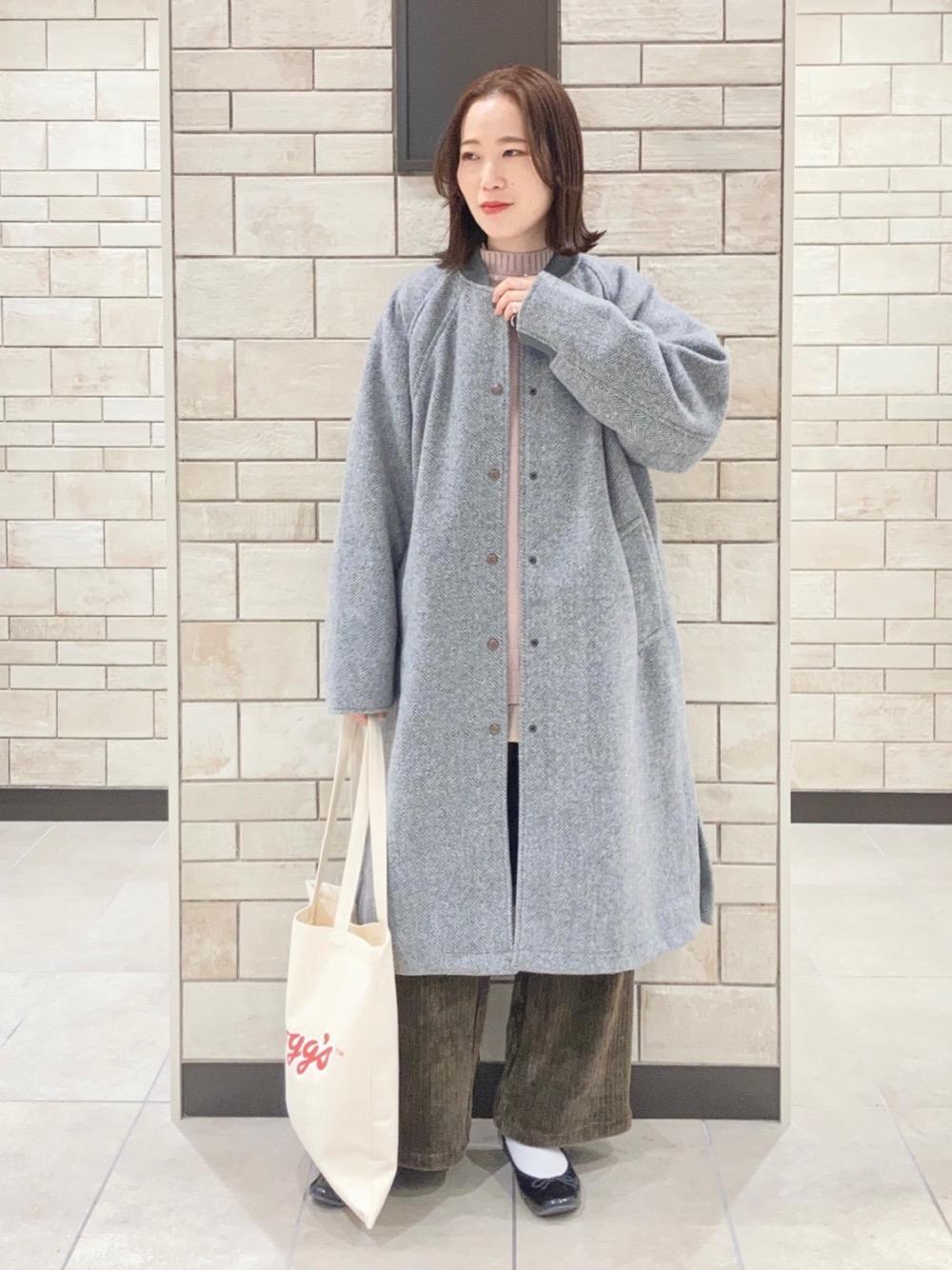 coen（コーエン）の「ヘリンボーンスポーツロングコート（ノーカラー