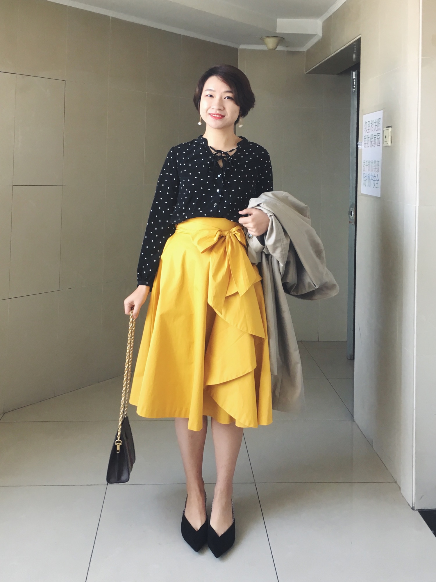 SLOBE IENA（スローブイエナ）の「ドットフロントリボンブラウス 