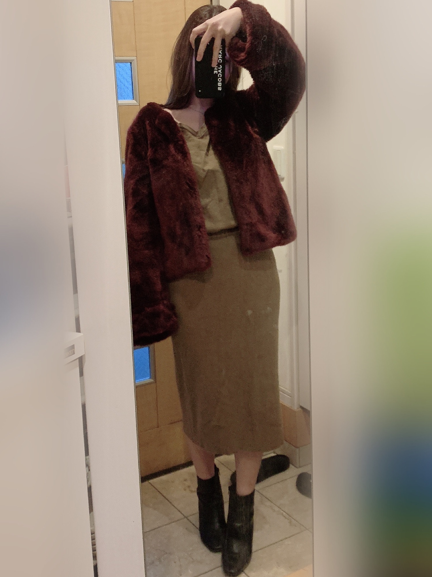 rienda（リエンダ）の「Sフレアスリーブ Faux Furショートコート 
