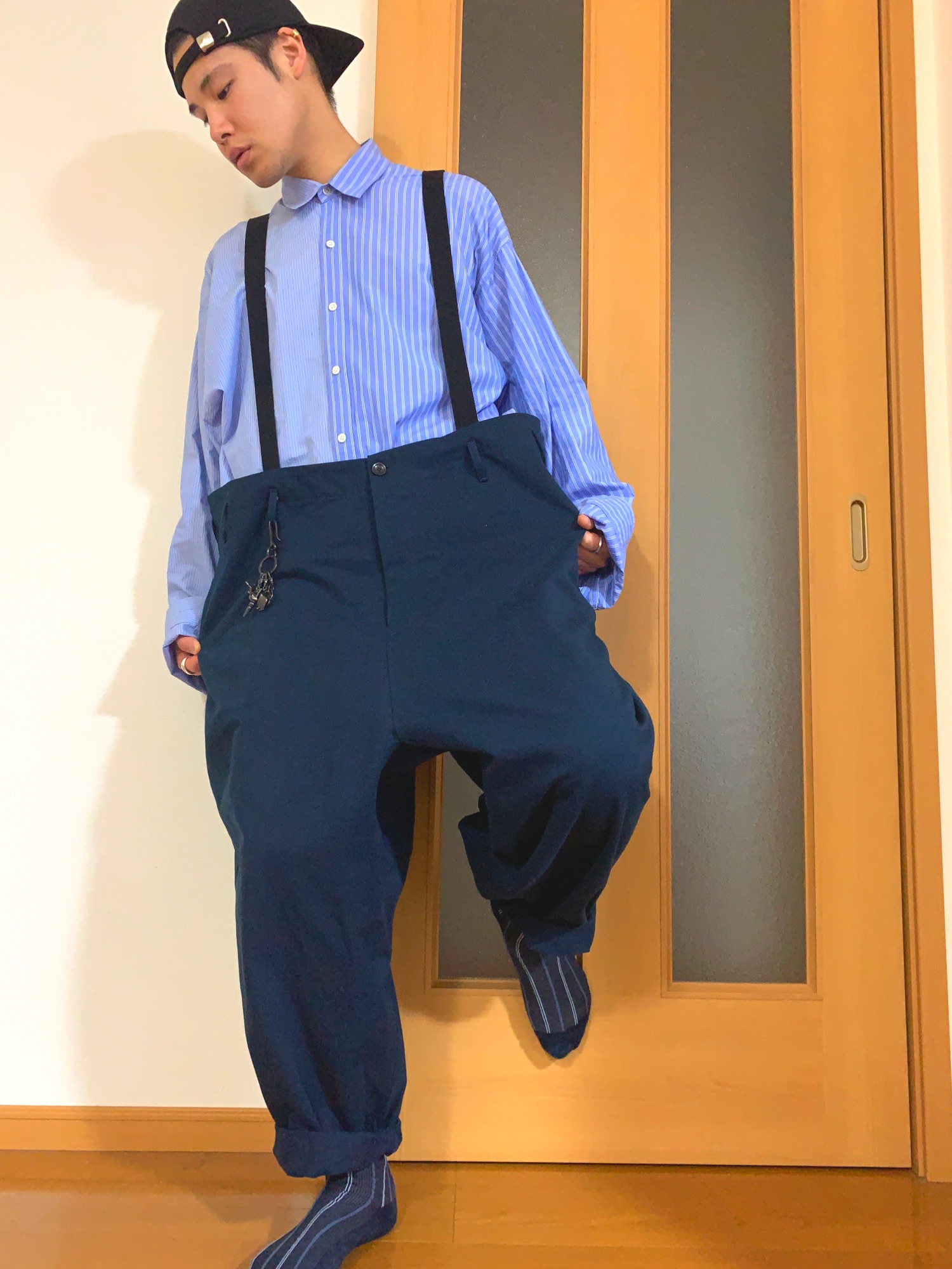 18SS my beautiful landlet デニムサスペンダーパンツ】
