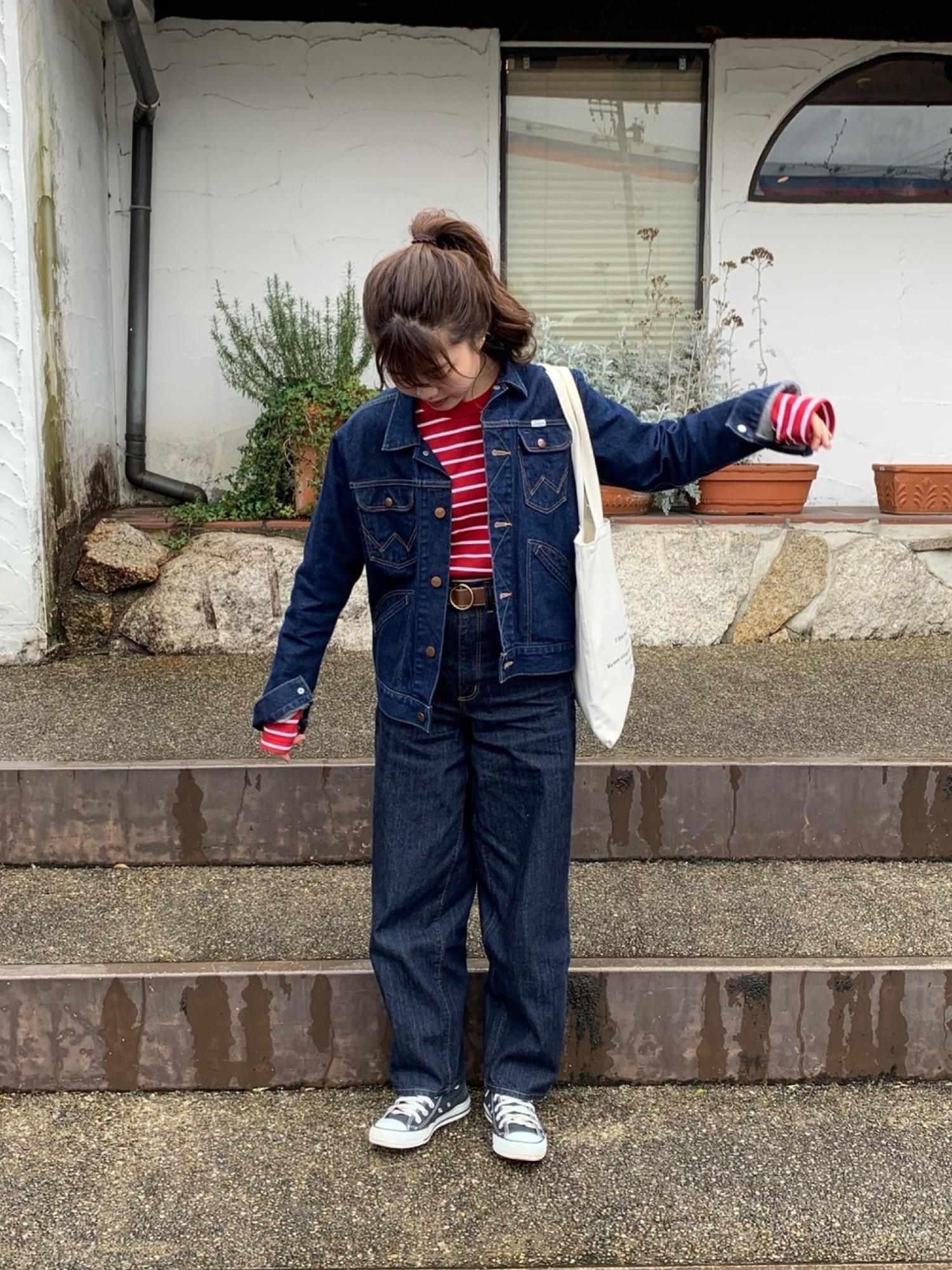 LOWRYS FARM◆Ｗｒａｎｇｌｅｒ／Ｇジャン◆デニムジャケット◆ネイビーM Wrangler デニムジャケット gジャン Wrangler/ラングラー