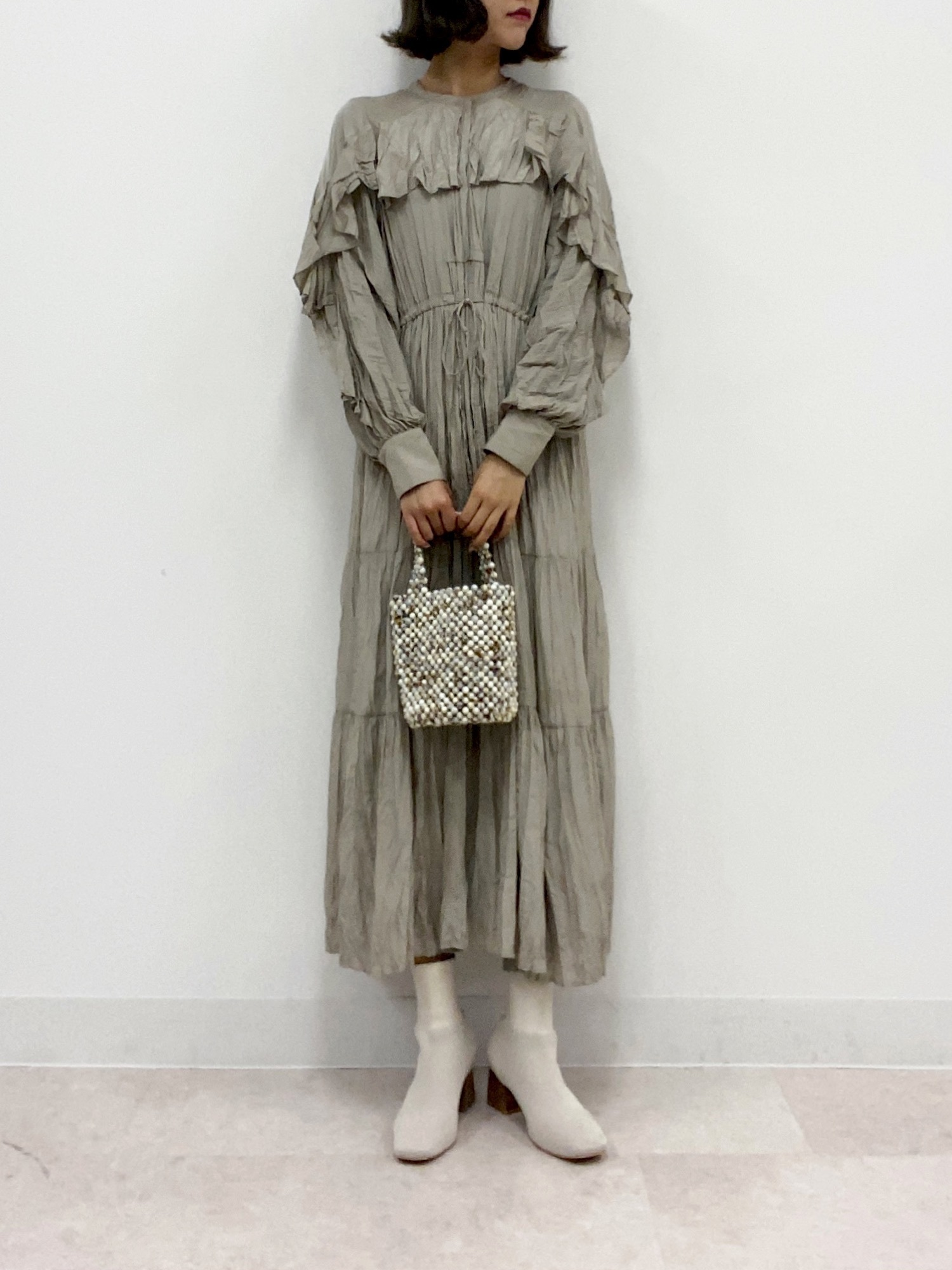 SNIDEL（スナイデル）の「ワッシャーフリルロングワンピース  