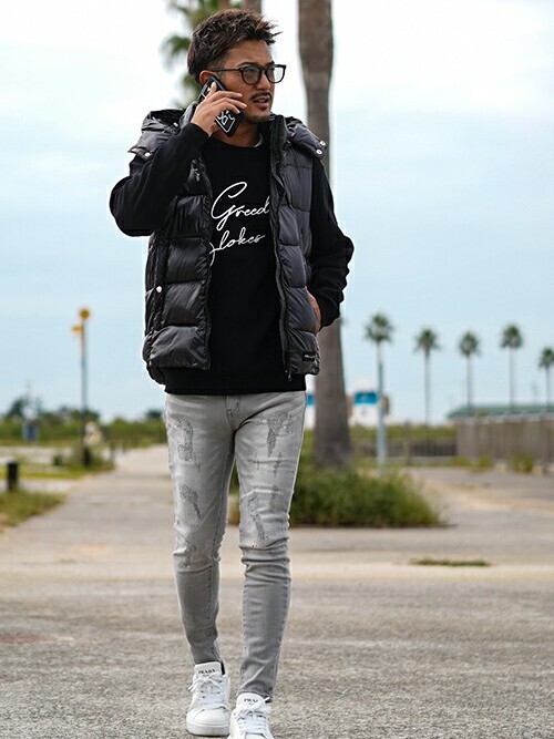 RTEG ブラック ダウンベスト フード付き