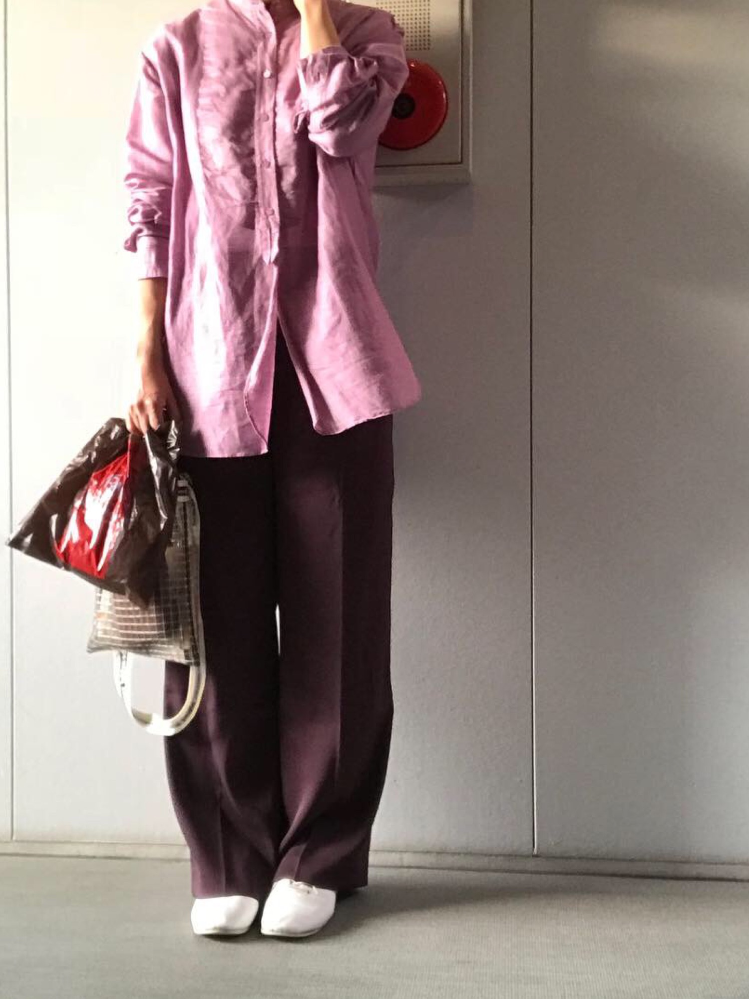 6（ロク）の「＜6(ROKU)SHEER STRIPE BIG SHIRT/シャツ（シャツ