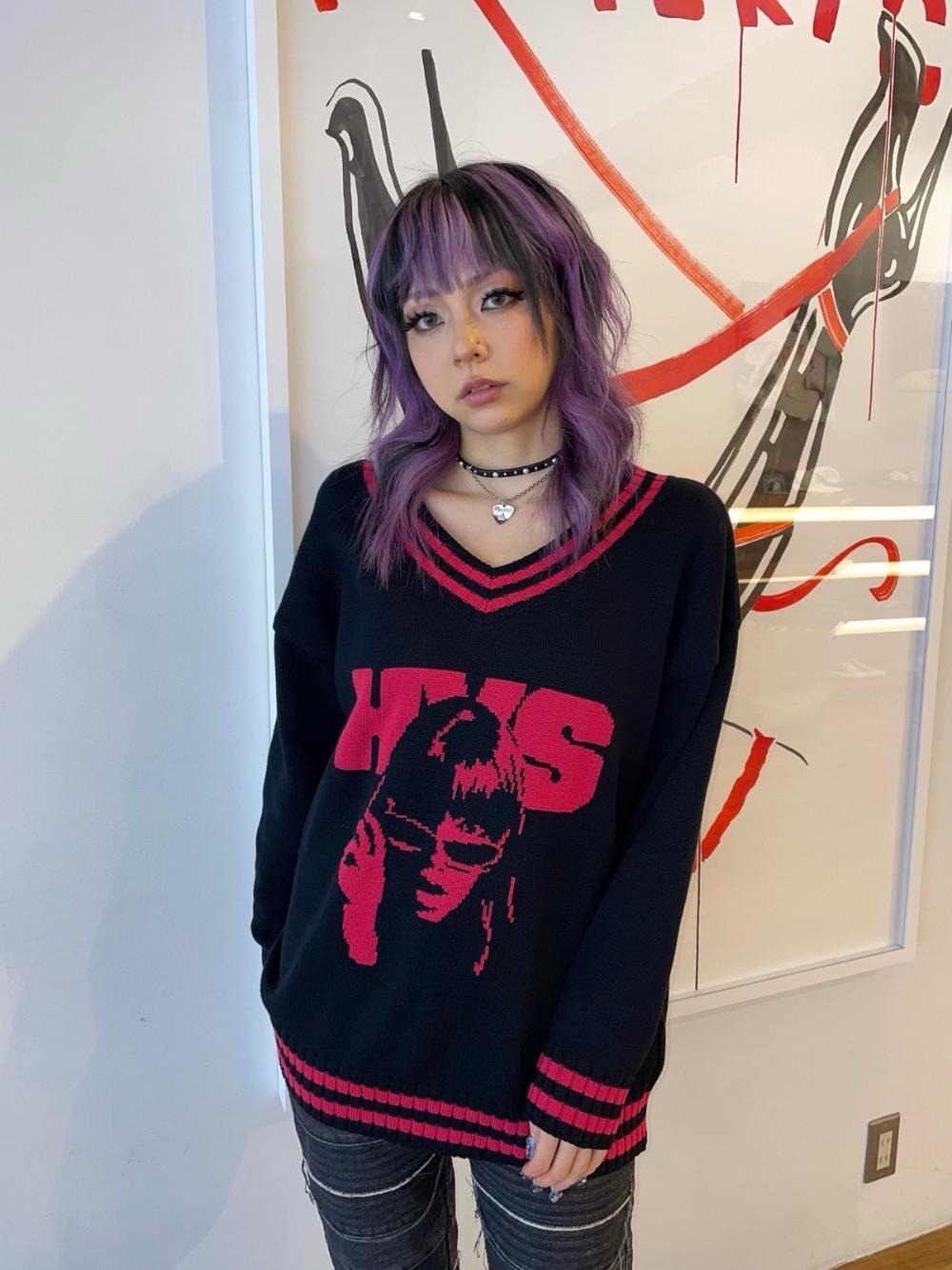 ヒステリックグラマー　ジャガード　チルデンオーバーサイズニット ヒステリックグラマー ジャガード チルデンオーバーサイズニット