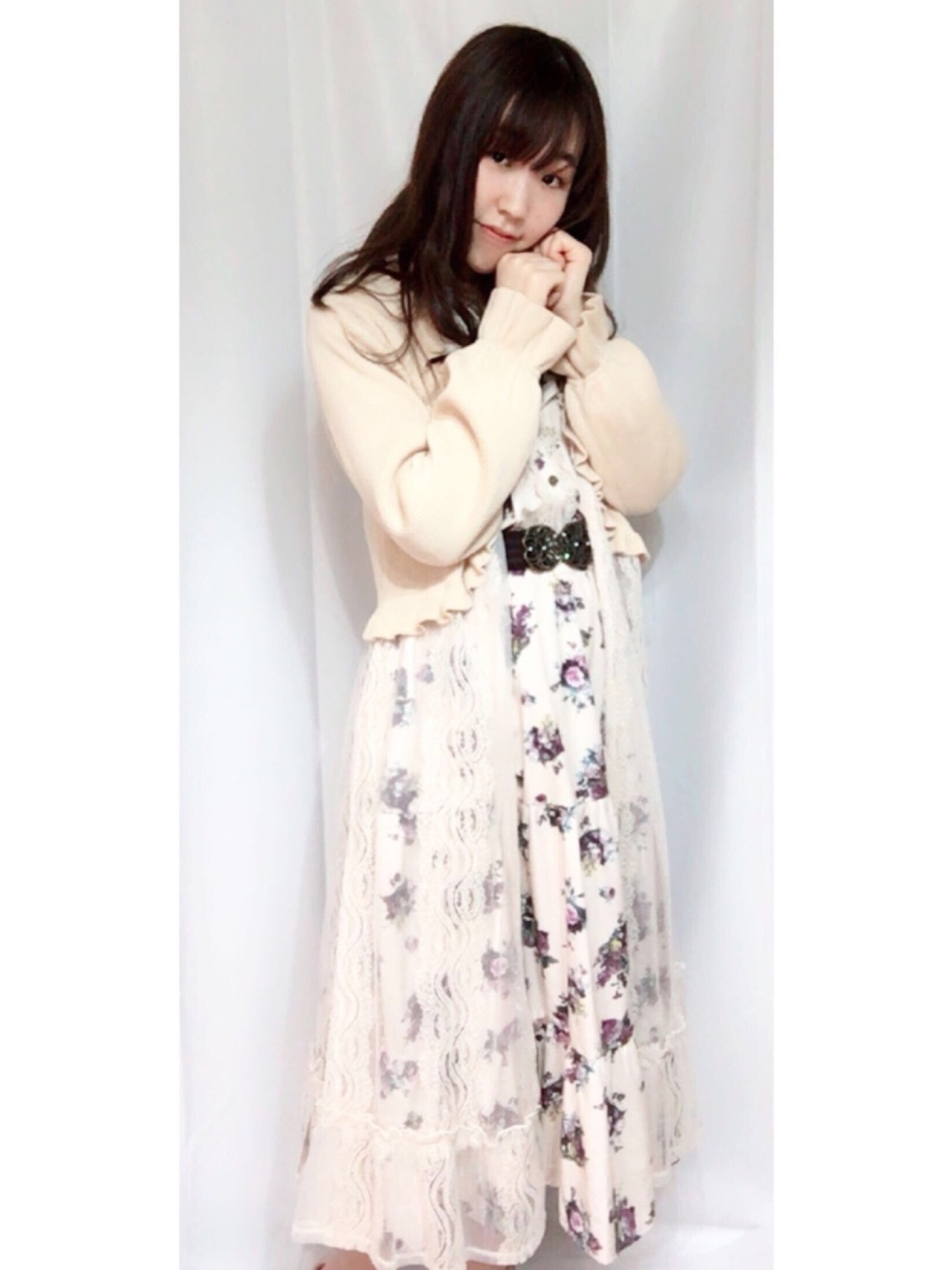 axes femme（アクシーズファム）の「レース重ねロングカーデ