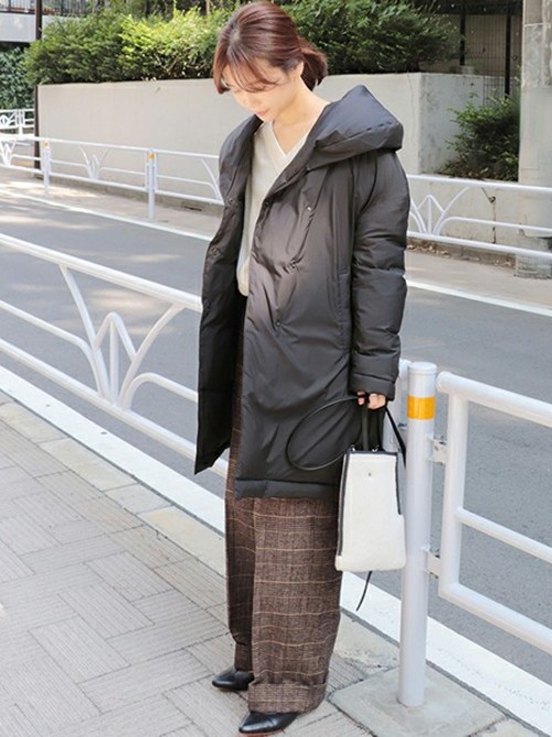 美品！ジャーナルスタンダード タフタダウンショールカラーコート 黒フリーサイズ エステータ】ナイロンタフタ ショールカラー ダウンコート