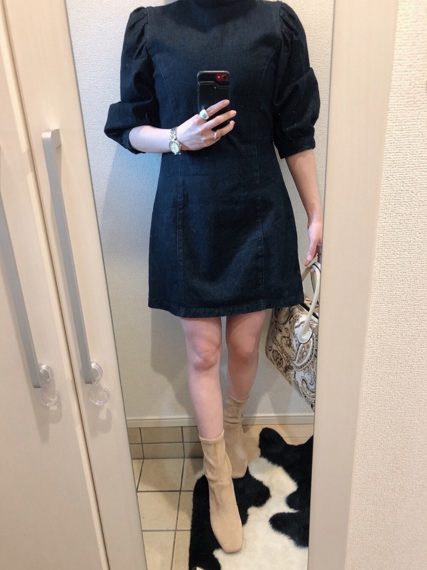 MOUSSY（マウジー）の「DENIM PUFF SLEEVE MINI ドレス