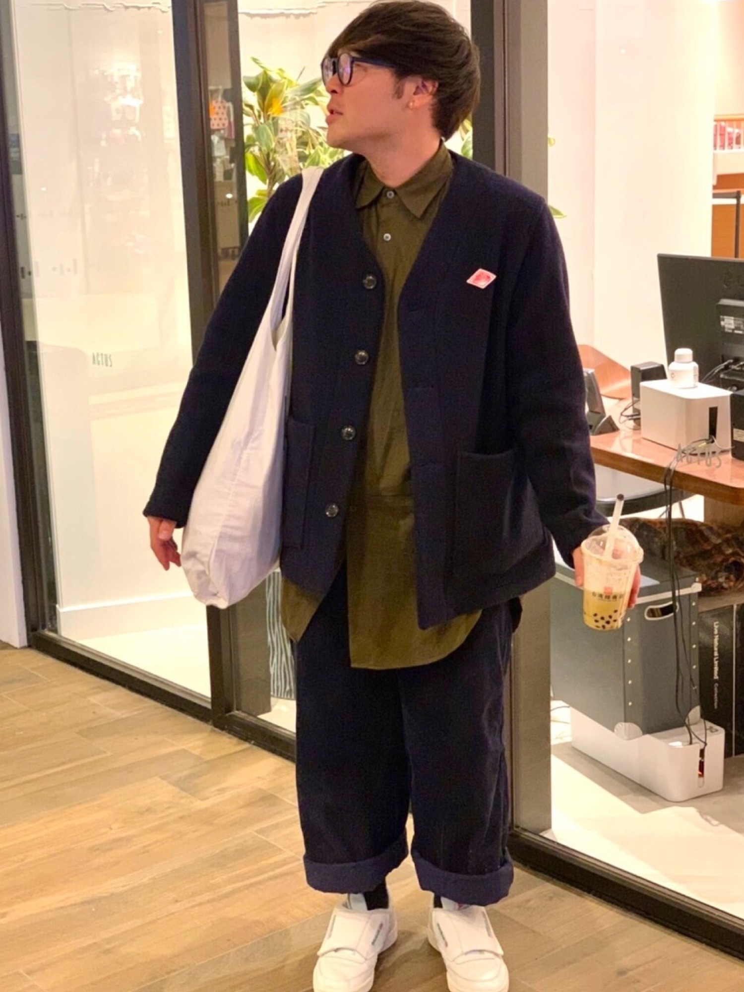 DANTON ダントン ウールモッサカラーレスVネックジャケットコート danton コート（DANTON ダントン ウールモッサカラーレスVネック