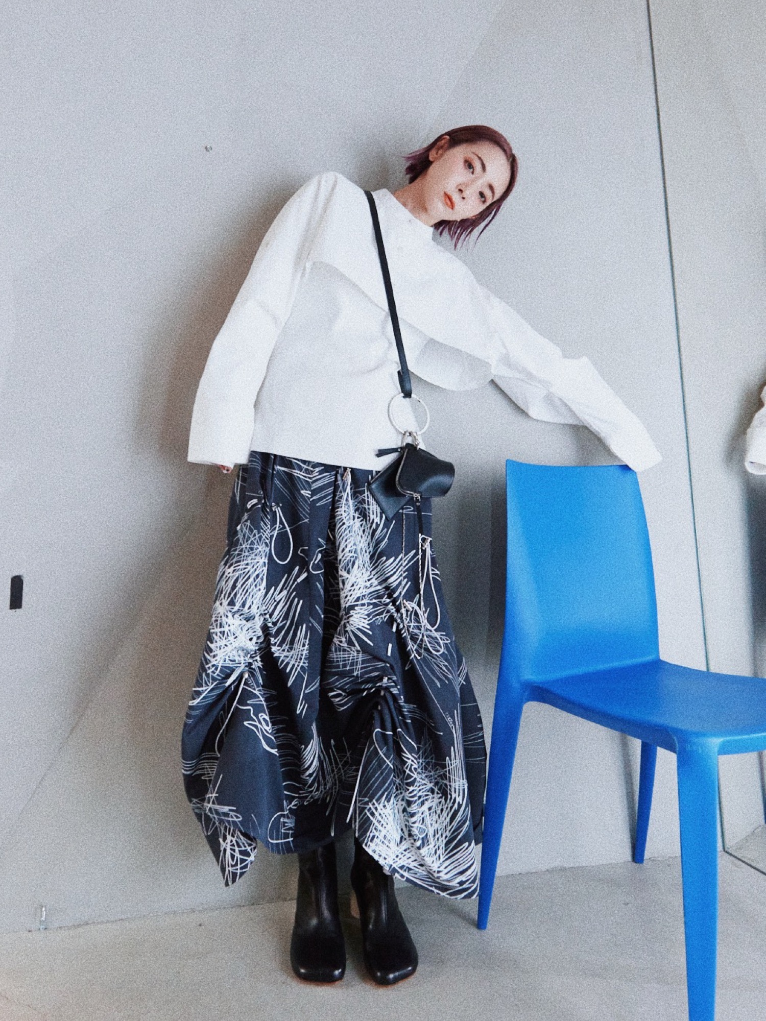 un3d ラインアートギャザースカート 36 UN3D ラインアート ギャザースカート 36 UN3D｜ターンオーバーギャザー