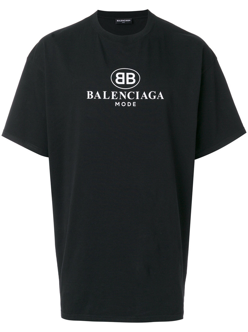 ★バレンシアガ BB モード メンズ ロゴ Tシャツ ブラック着丈75cm
