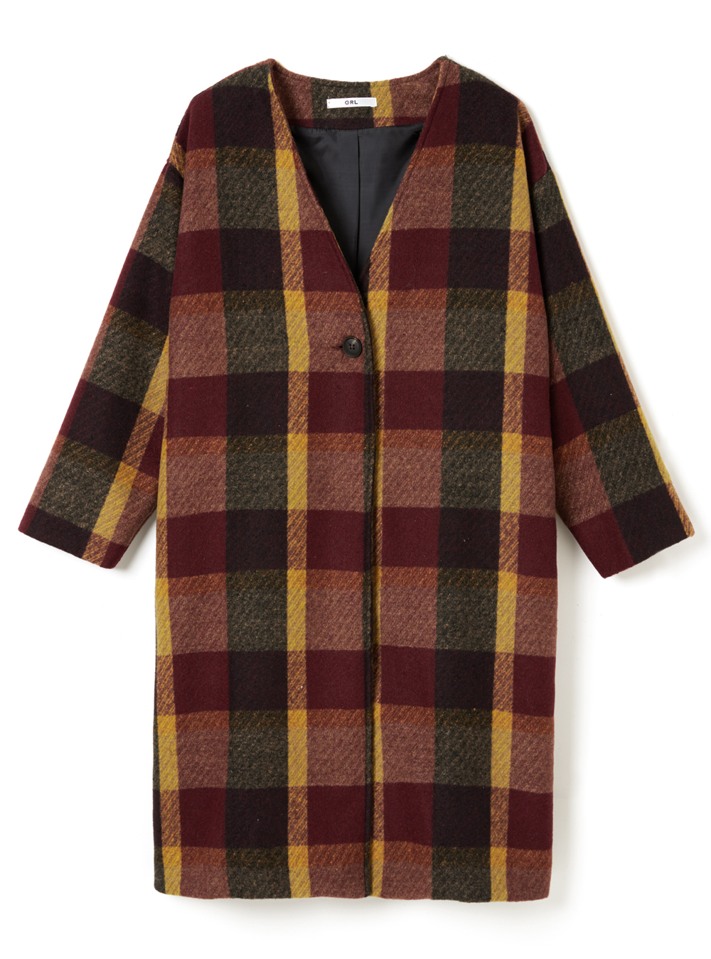 GRL（グレイル）の「マドラスチェックノーカラーコート（ノーカラー  