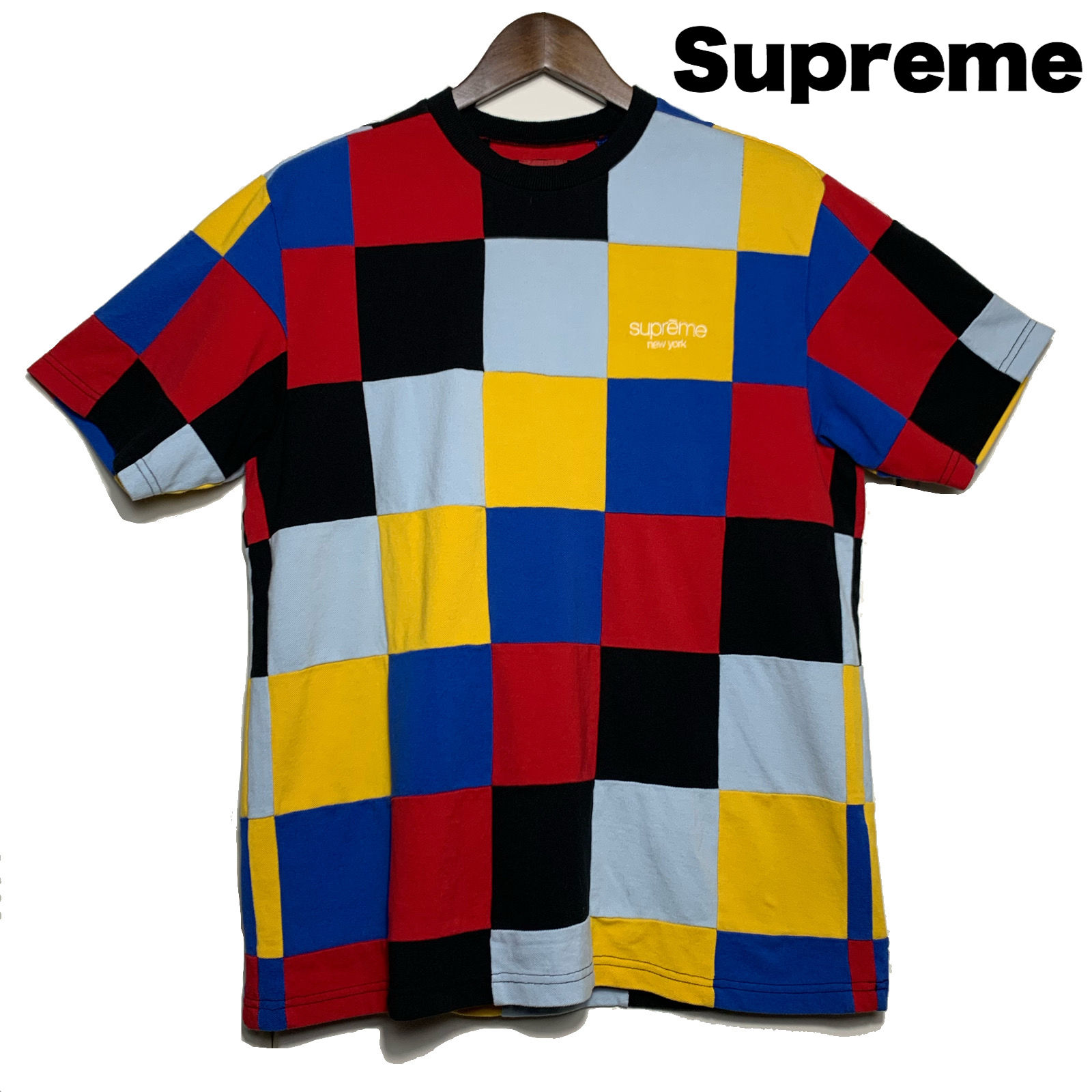 【人気Lサイズ】Supreme ワンポイントロゴ刺繍 パッチワーク 半袖Tシャツ