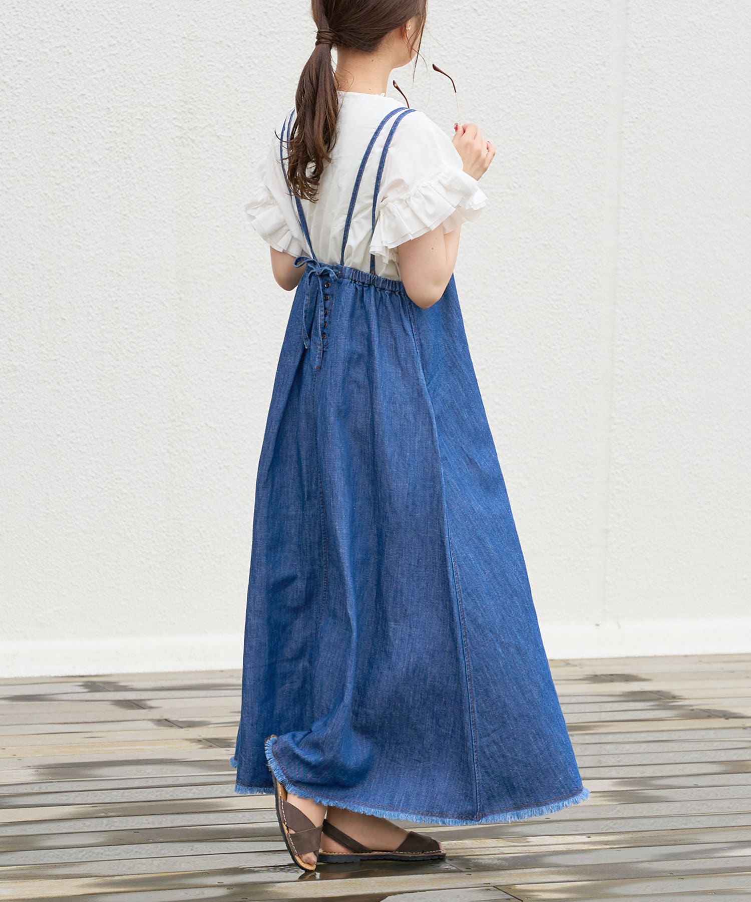 PUAL CE CIN（ピュアルセシン）の「【WEB限定】綿麻デニムキャミ 